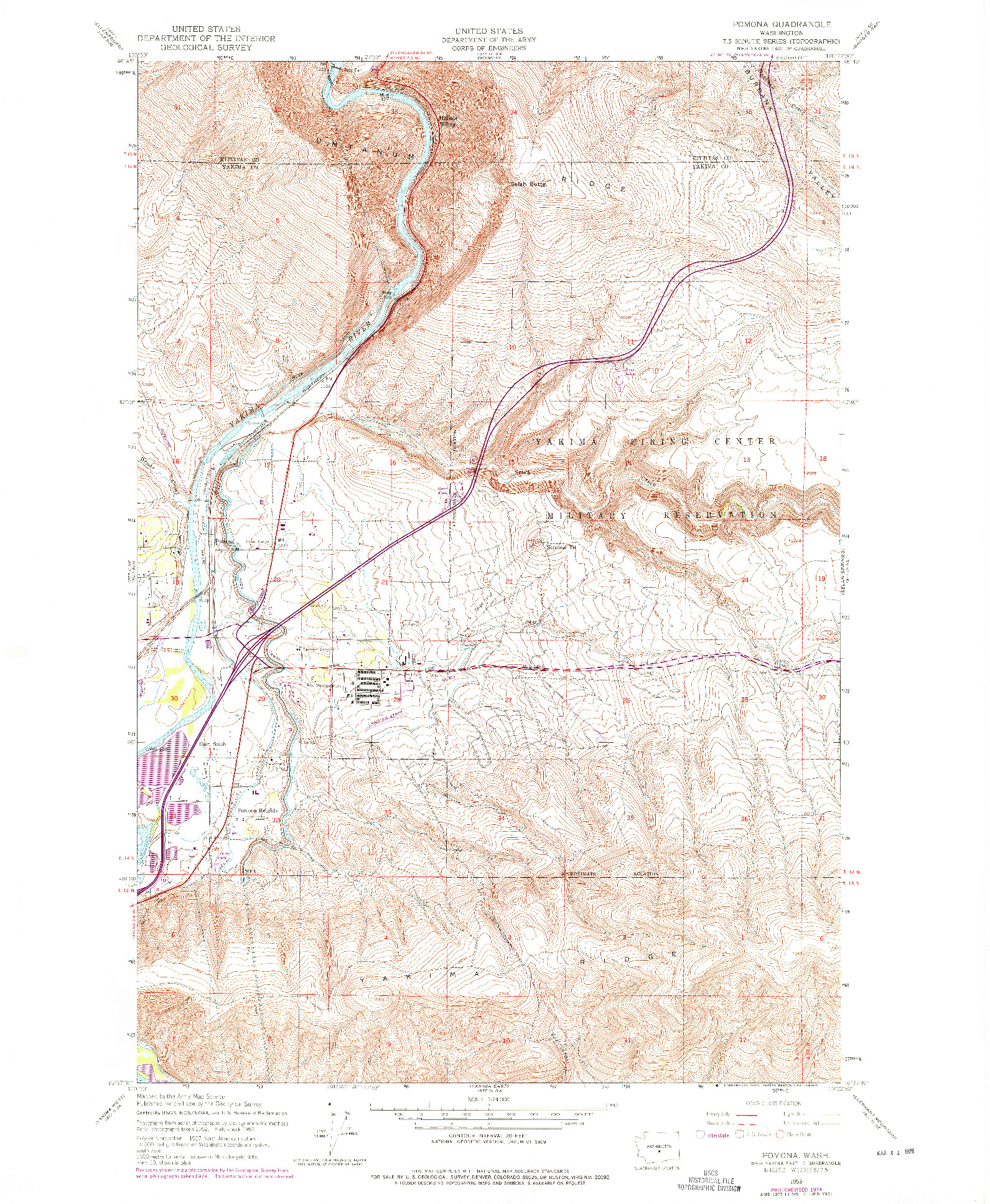 USGS 1:24000-SCALE QUADRANGLE FOR POMONA, WA 1953