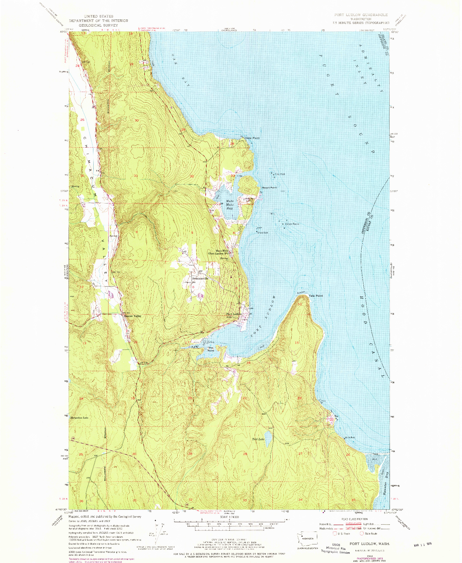 USGS 1:24000-SCALE QUADRANGLE FOR PORT LUDLOW, WA 1953