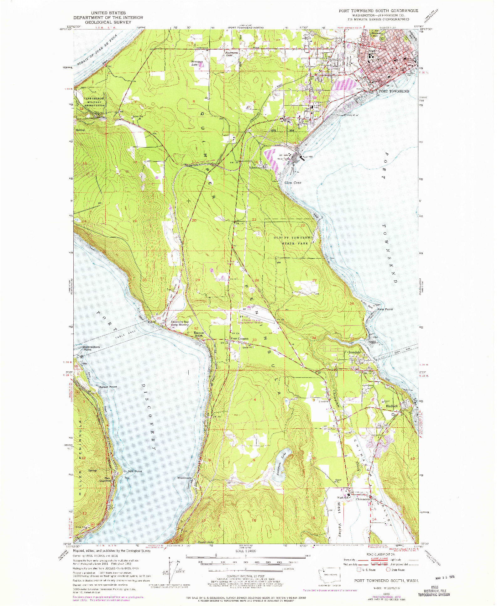 USGS 1:24000-SCALE QUADRANGLE FOR PORT TOWNSEND SOUTH, WA 1953