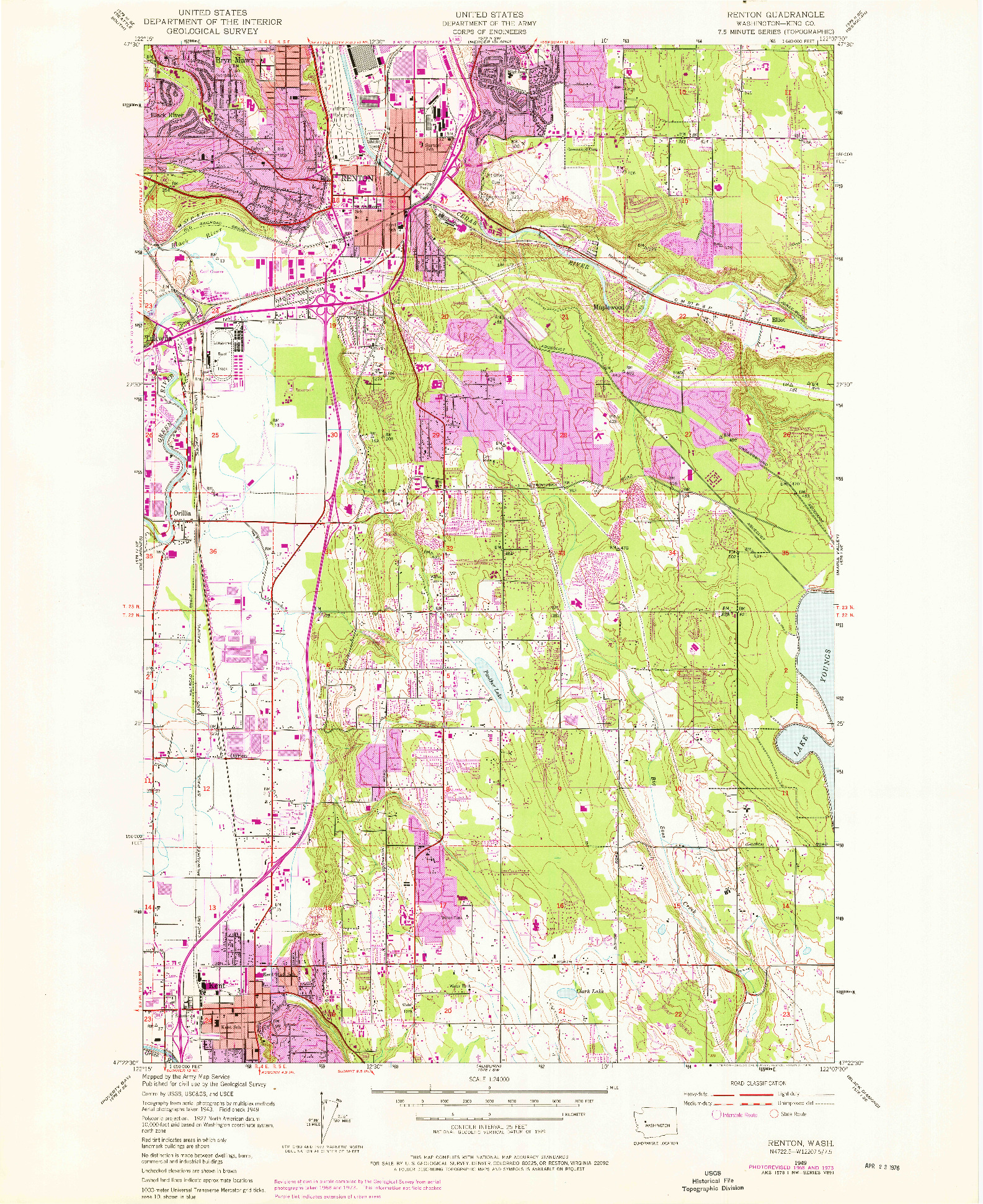 USGS 1:24000-SCALE QUADRANGLE FOR RENTON, WA 1949