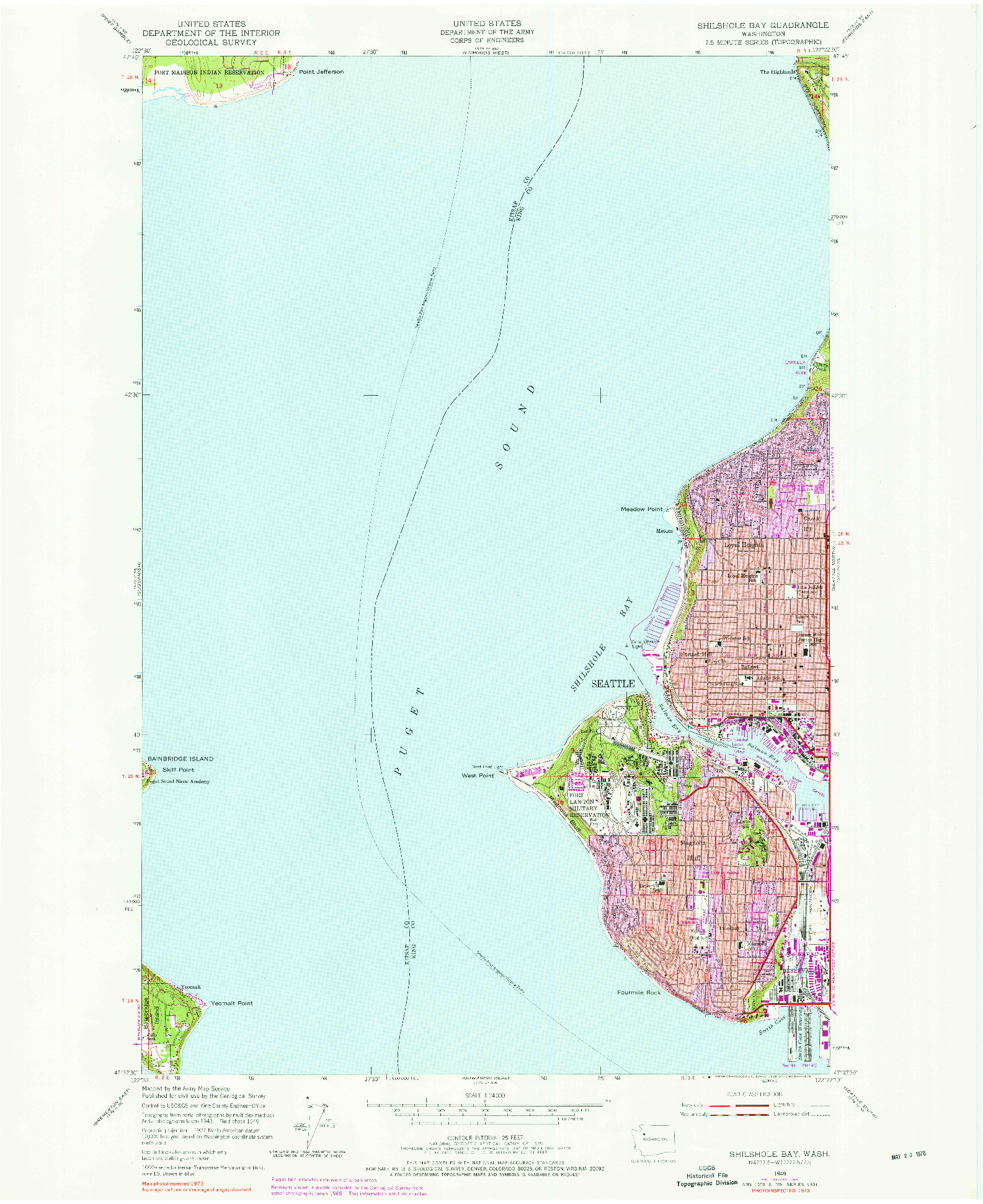 USGS 1:24000-SCALE QUADRANGLE FOR SHILSHOLE BAY, WA 1949