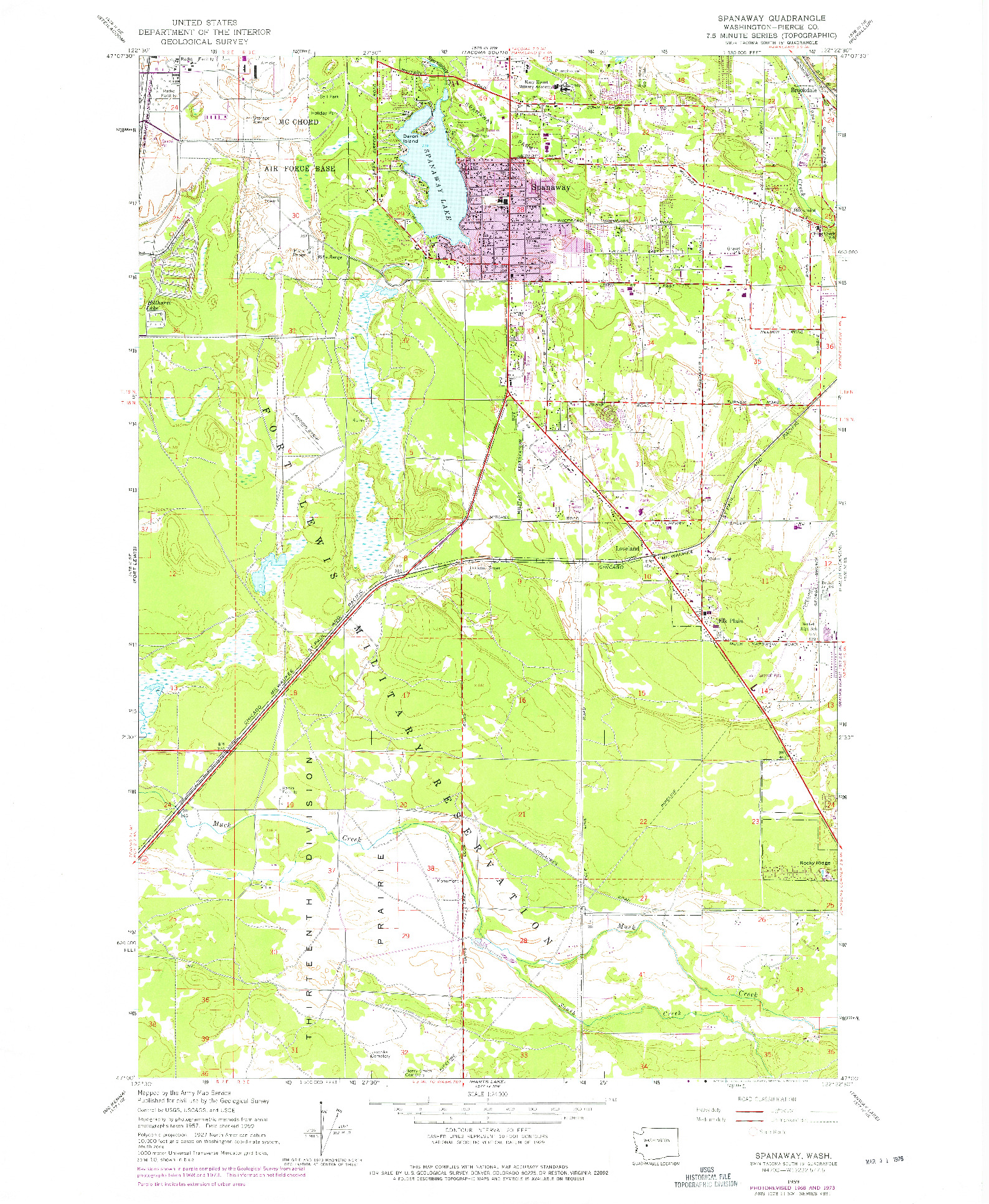 USGS 1:24000-SCALE QUADRANGLE FOR SPANAWAY, WA 1959