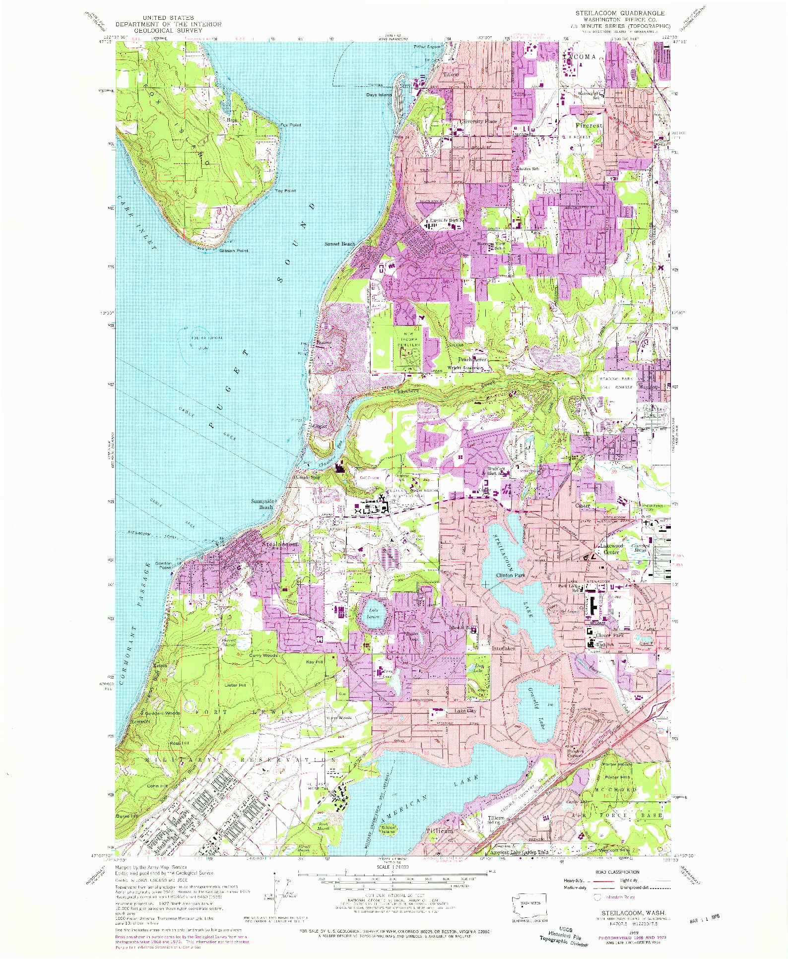 USGS 1:24000-SCALE QUADRANGLE FOR STEILACOOM, WA 1959