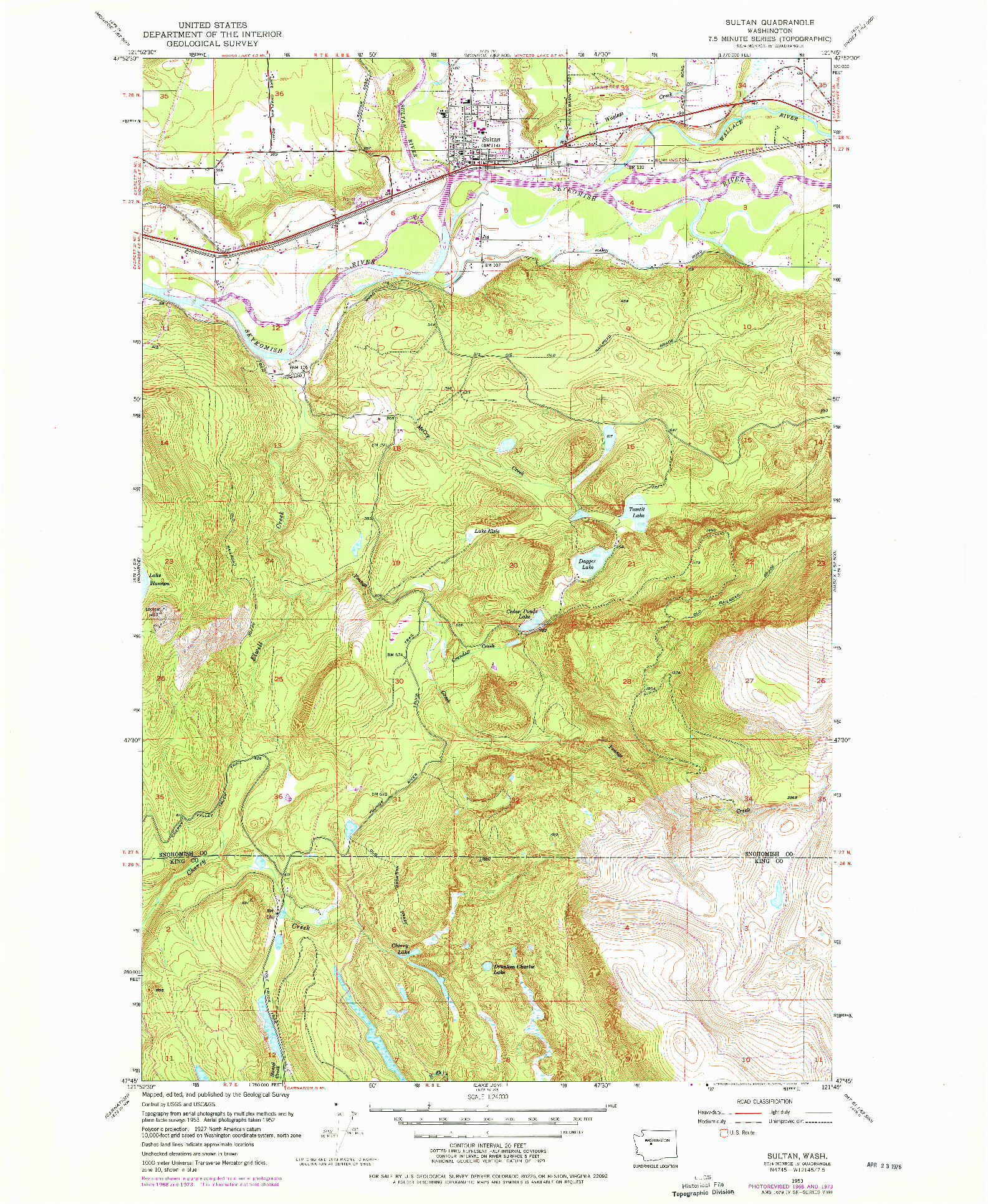 USGS 1:24000-SCALE QUADRANGLE FOR SULTAN, WA 1953