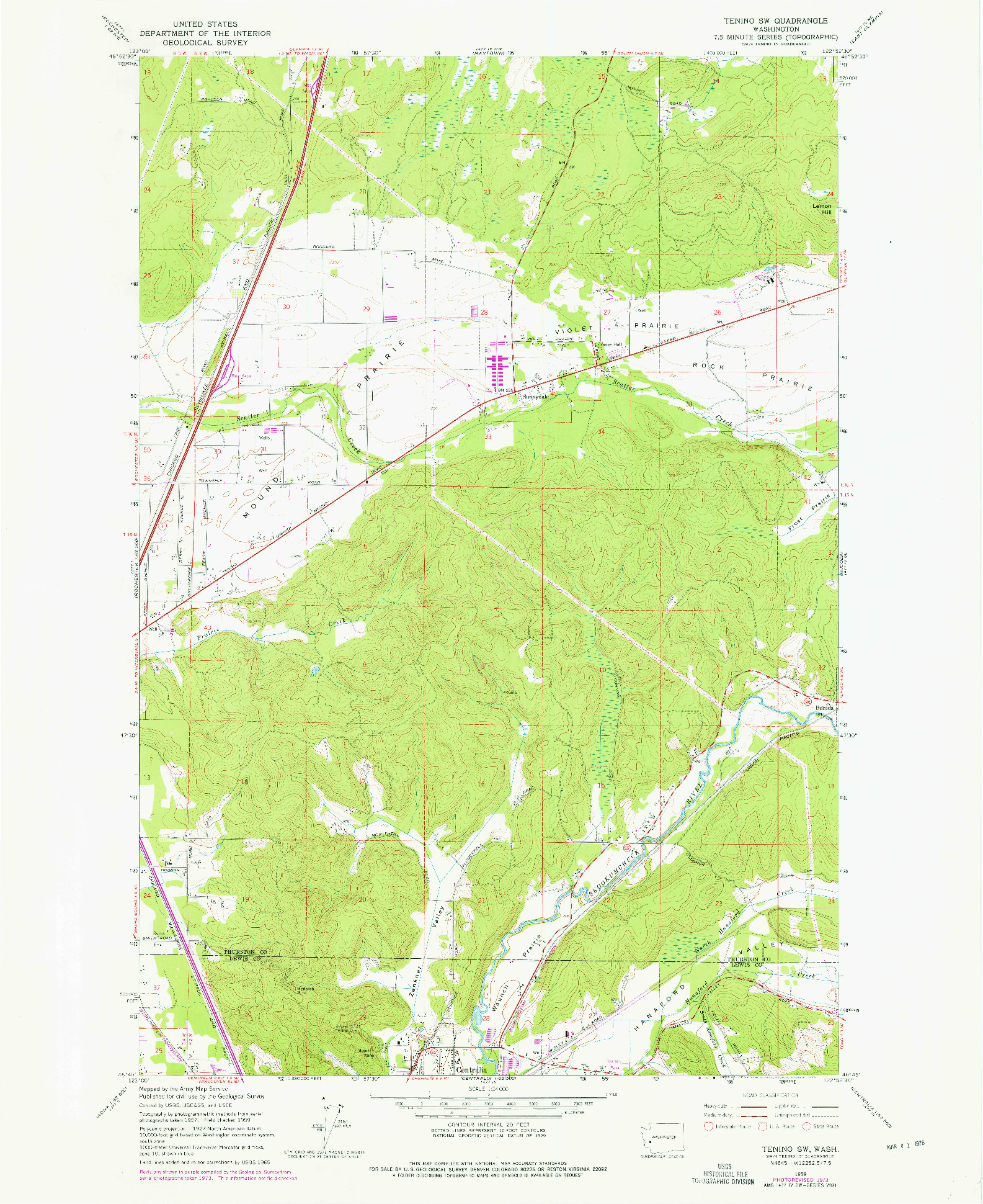 USGS 1:24000-SCALE QUADRANGLE FOR TENINO SW, WA 1959