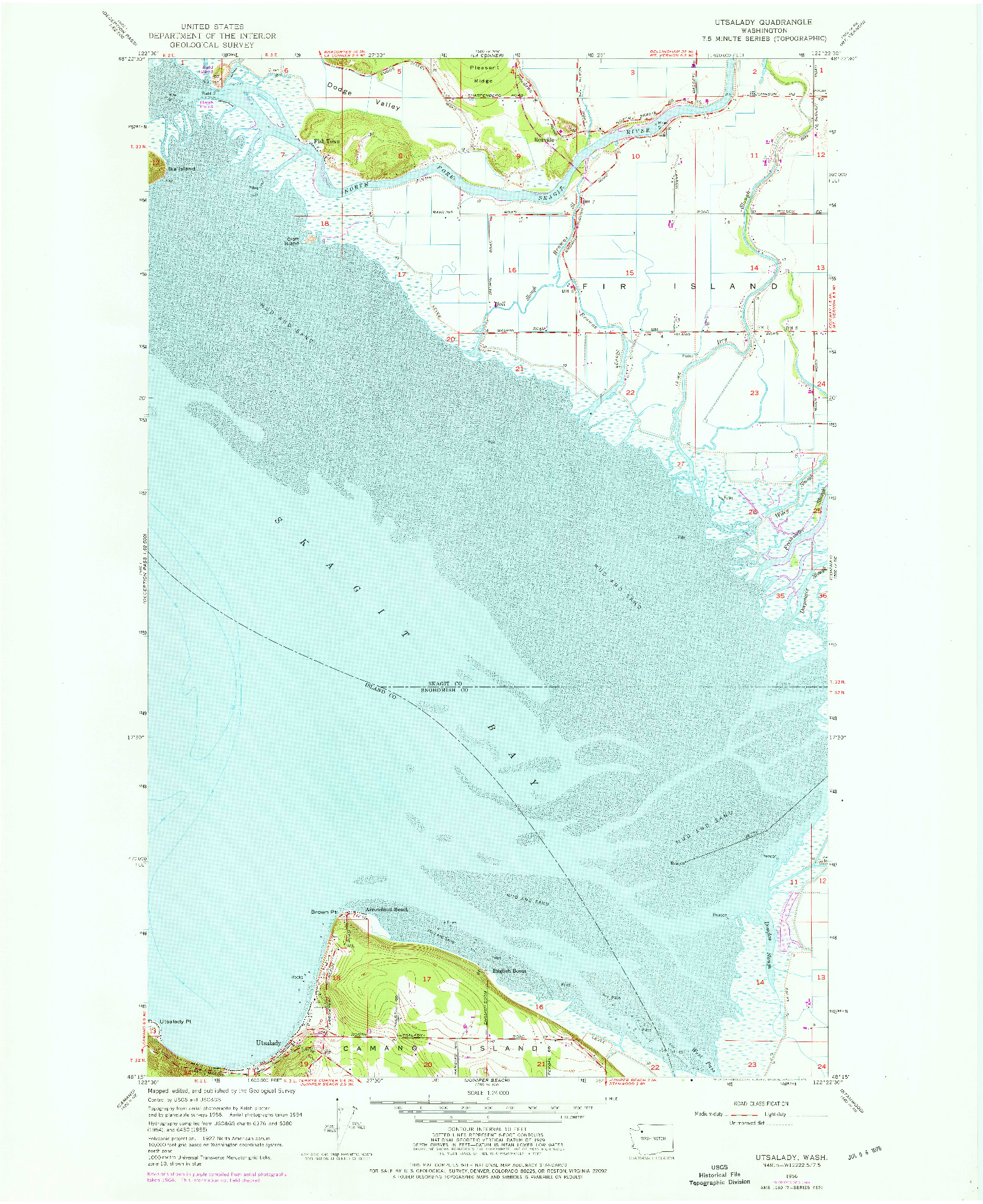 USGS 1:24000-SCALE QUADRANGLE FOR UTSALADY, WA 1956