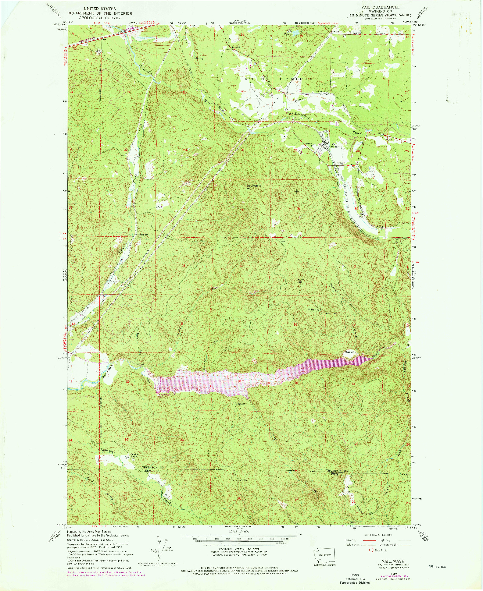 USGS 1:24000-SCALE QUADRANGLE FOR VAIL, WA 1959