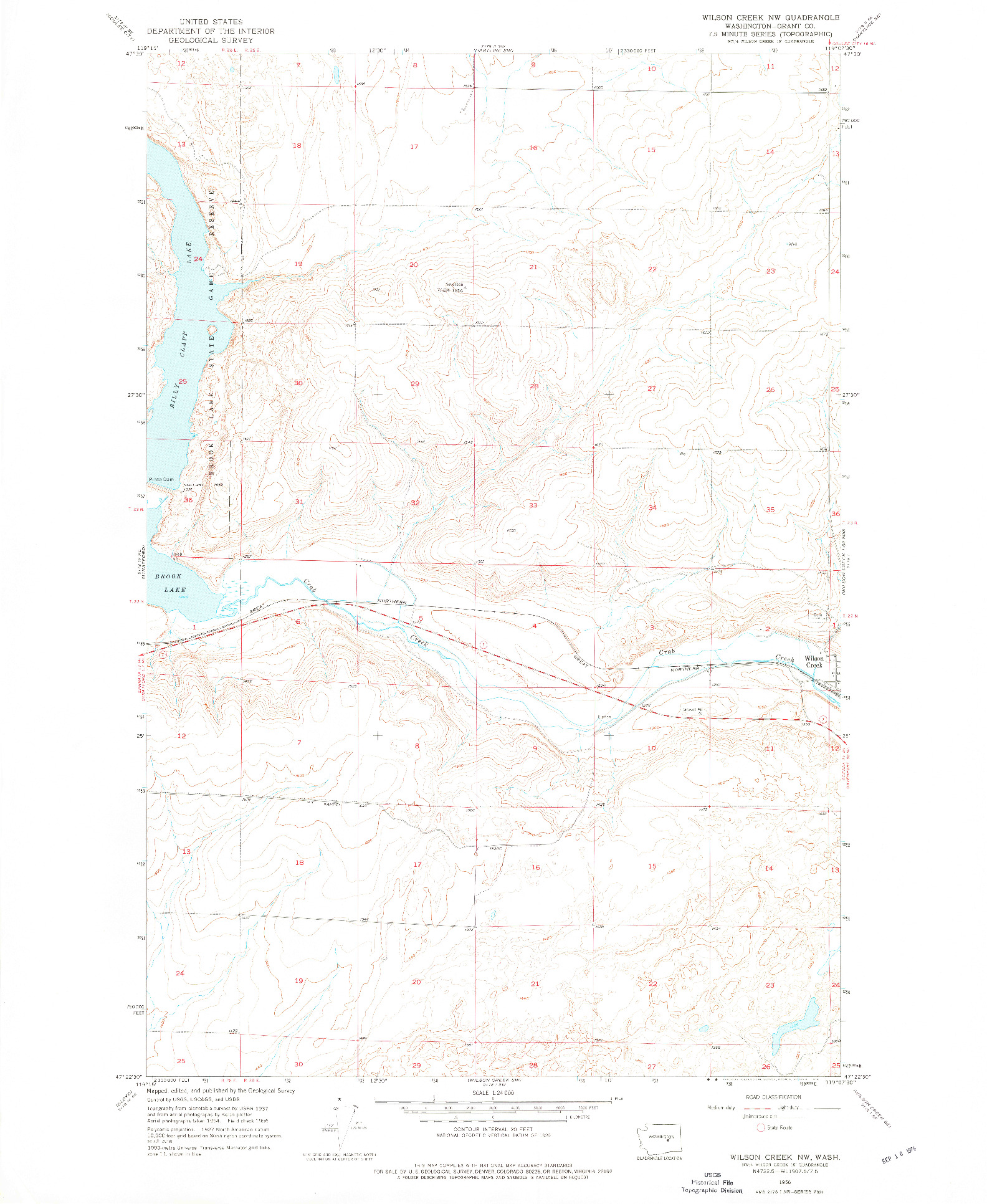 USGS 1:24000-SCALE QUADRANGLE FOR WILSON CREEK NW, WA 1956