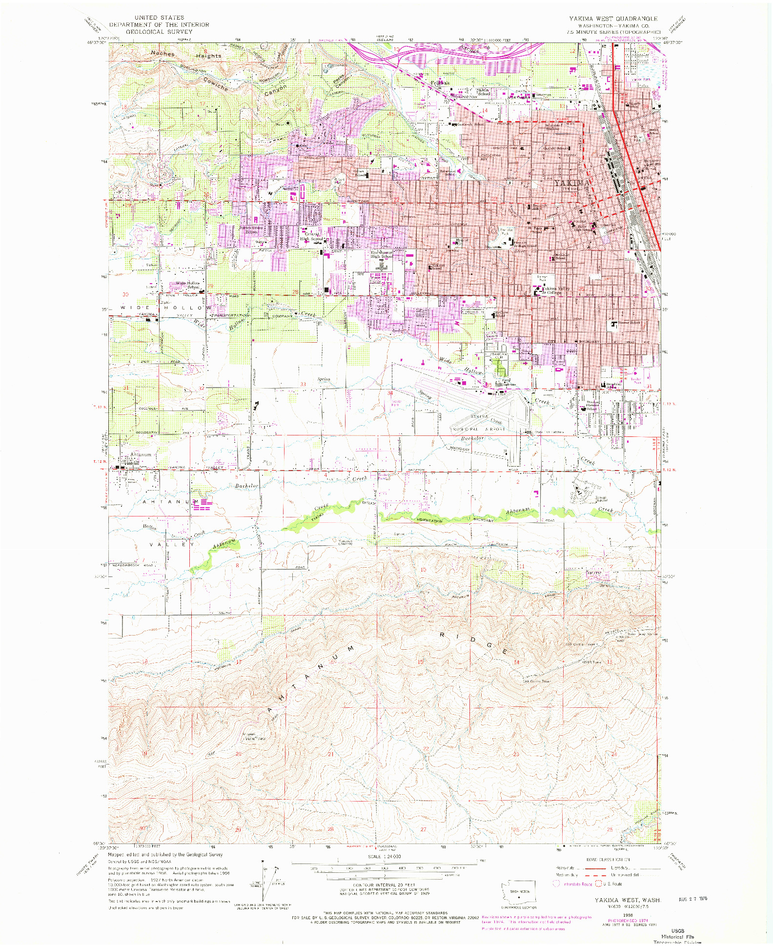 USGS 1:24000-SCALE QUADRANGLE FOR YAKIMA WEST, WA 1958