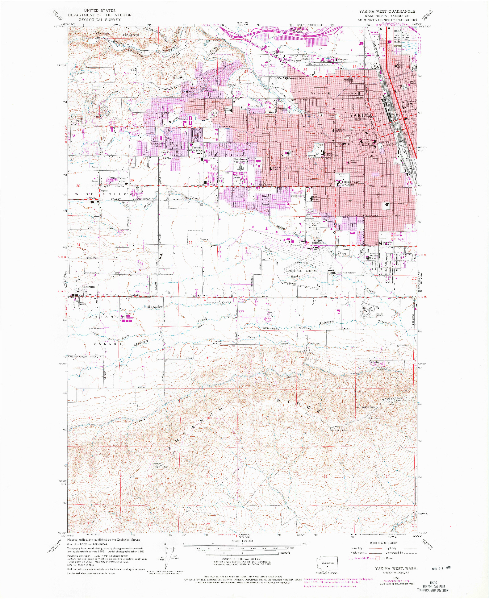 USGS 1:24000-SCALE QUADRANGLE FOR YAKIMA WEST, WA 1958