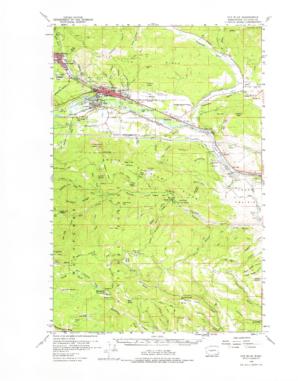 USGS 1:62500-SCALE QUADRANGLE FOR CLE ELUM, WA 1958