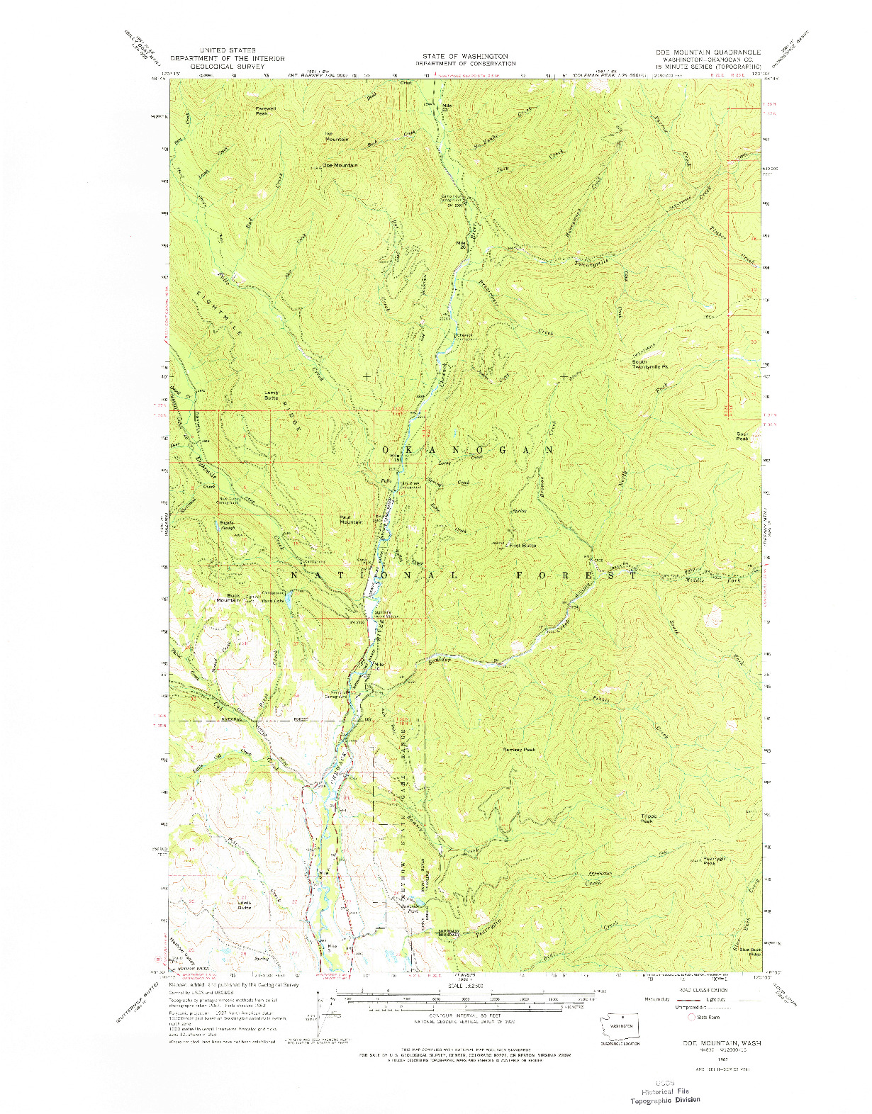 USGS 1:62500-SCALE QUADRANGLE FOR DOE MOUNTAIN, WA 1963