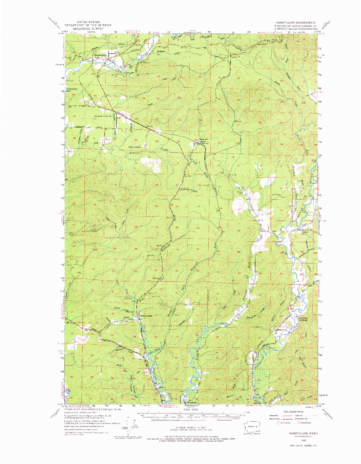 USGS 1:62500-SCALE QUADRANGLE FOR HUMPTULIPS, WA 1955