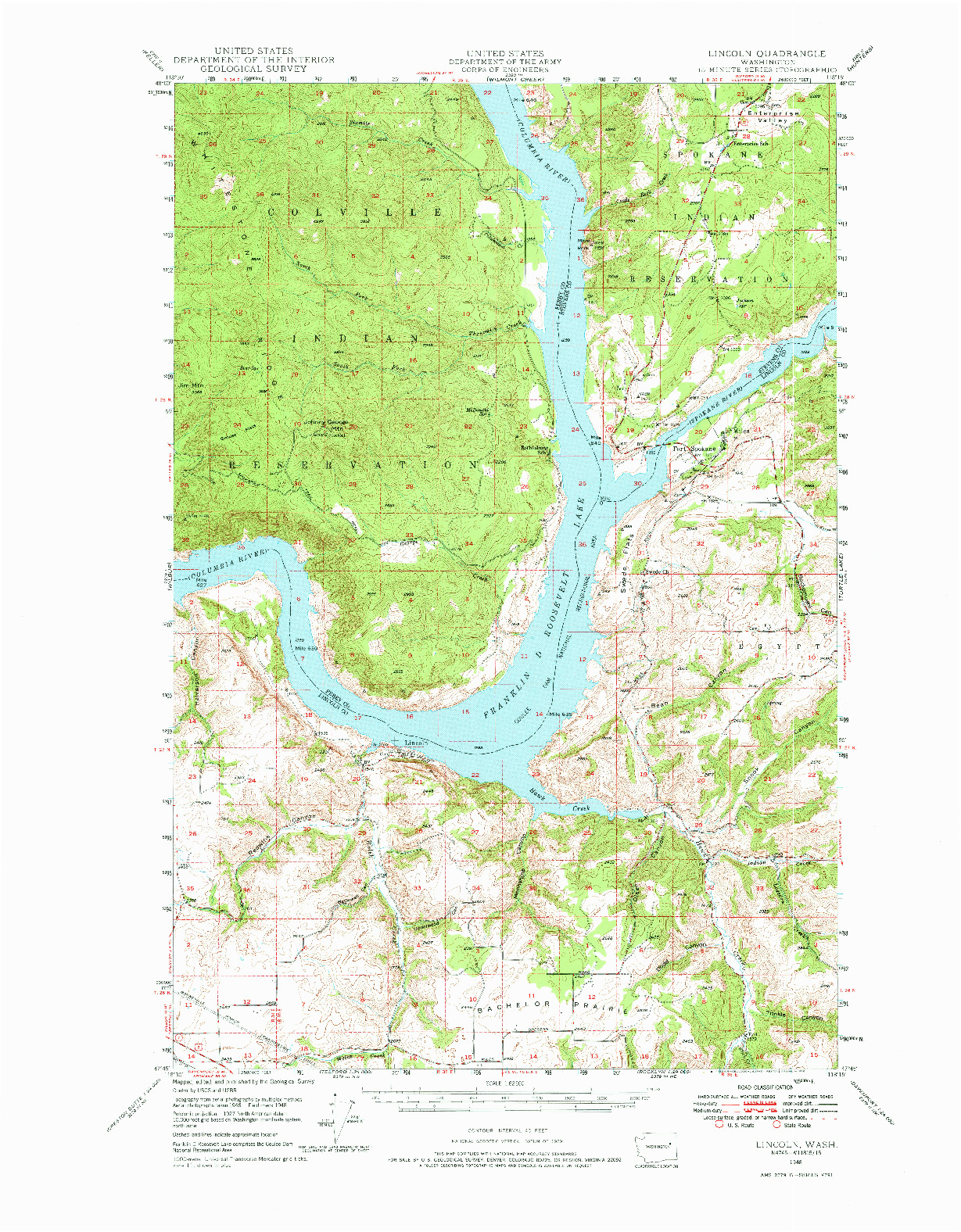 USGS 1:62500-SCALE QUADRANGLE FOR LINCOLN, WA 1948