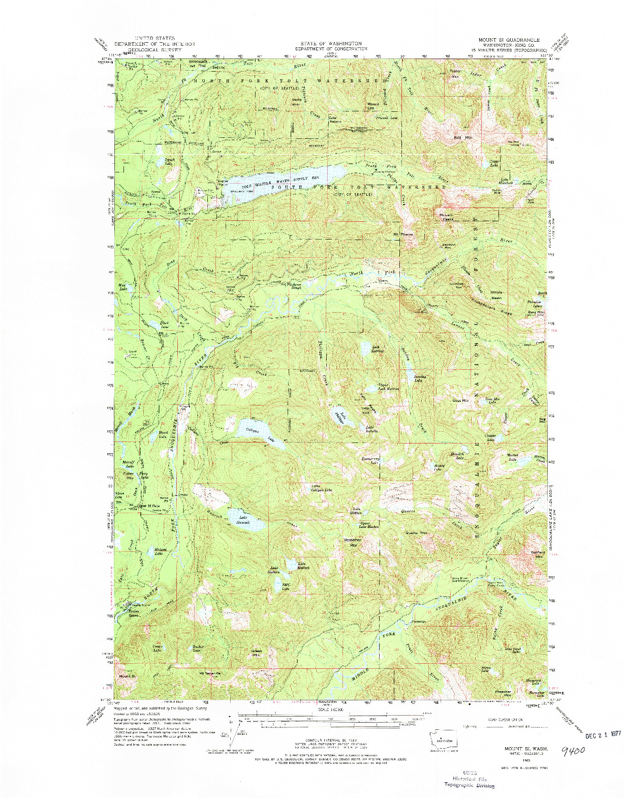 USGS 1:62500-SCALE QUADRANGLE FOR MOUNT SI, WA 1960