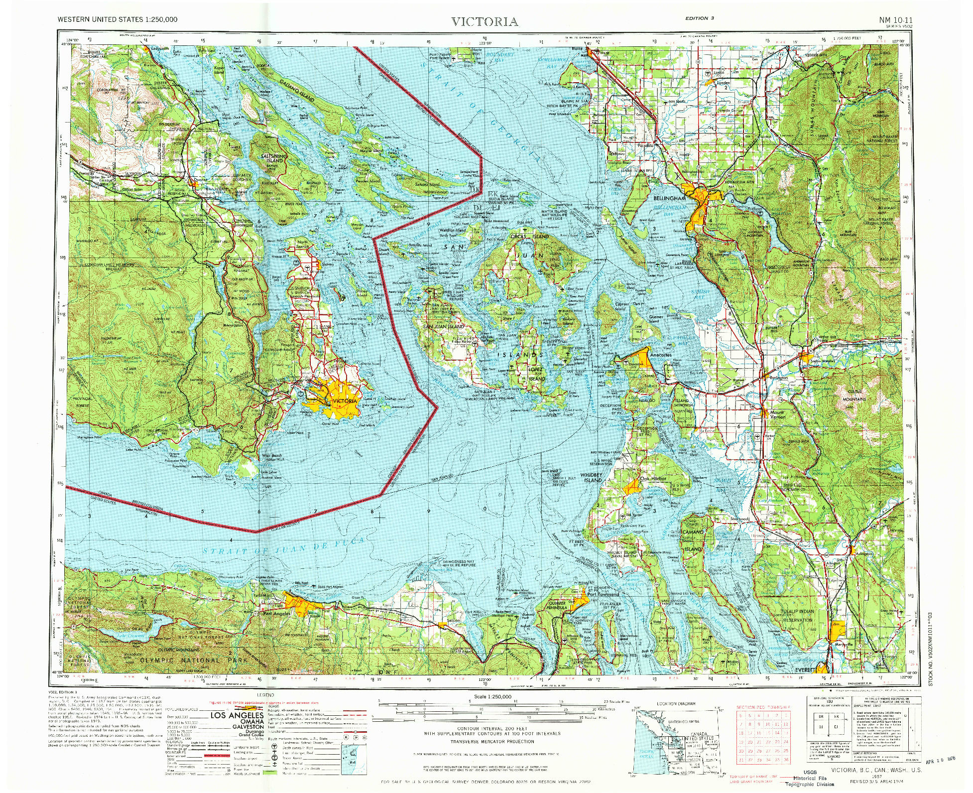 USGS 1:250000-SCALE QUADRANGLE FOR VICTORIA, WA 1957