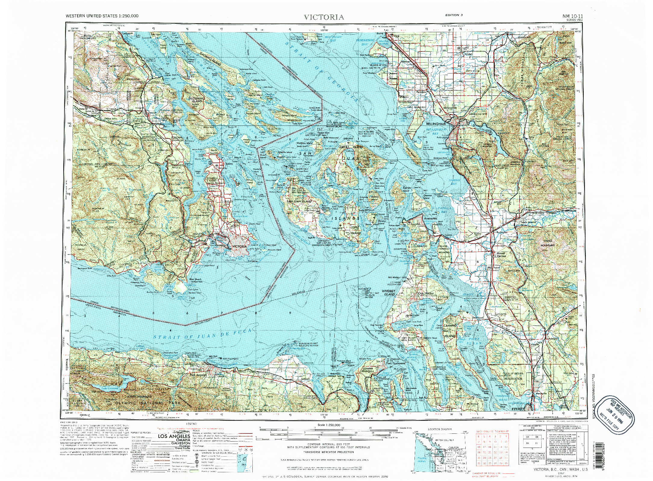 USGS 1:250000-SCALE QUADRANGLE FOR VICTORIA, WA 1957