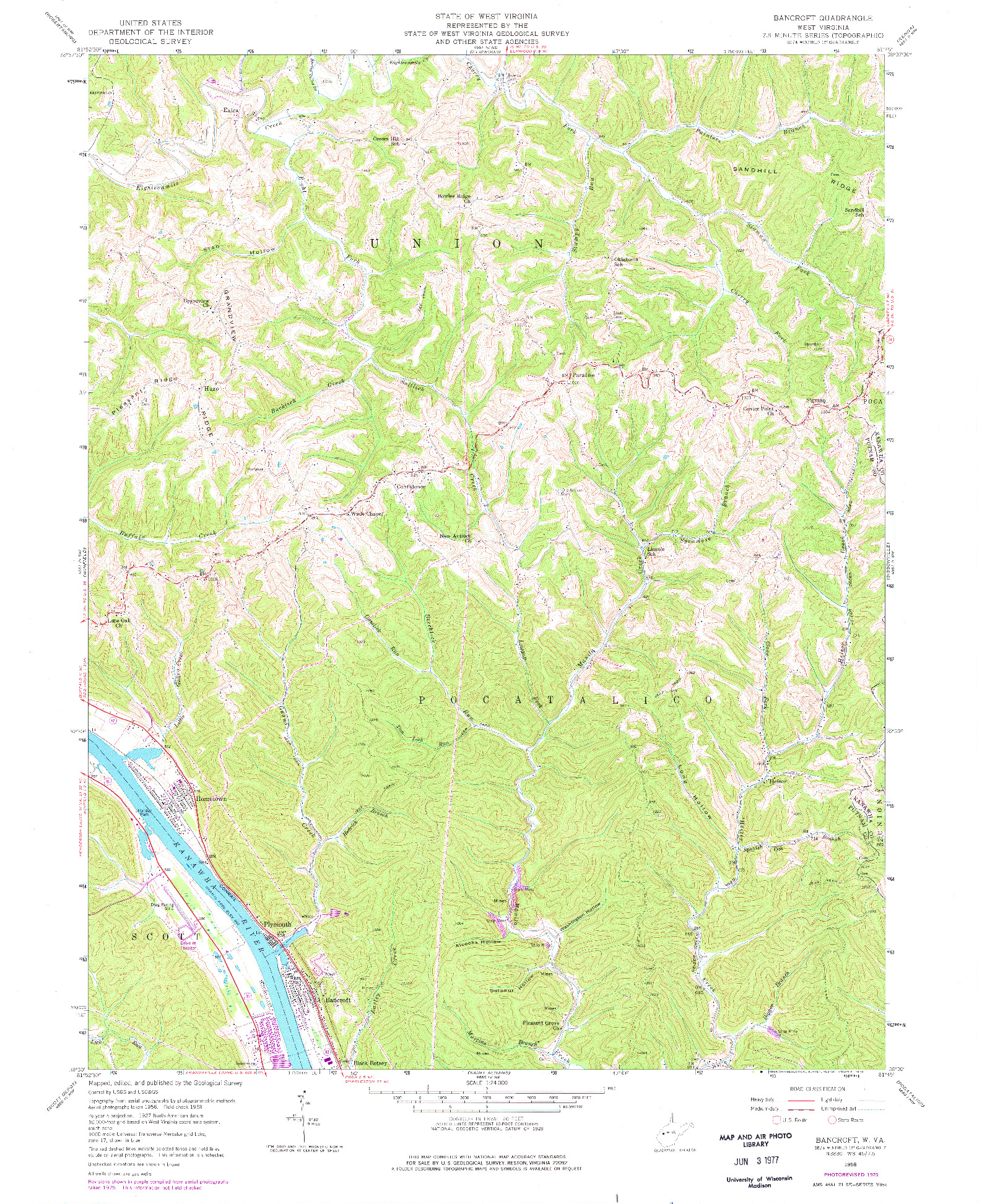 USGS 1:24000-SCALE QUADRANGLE FOR BANCROFT, WV 1958