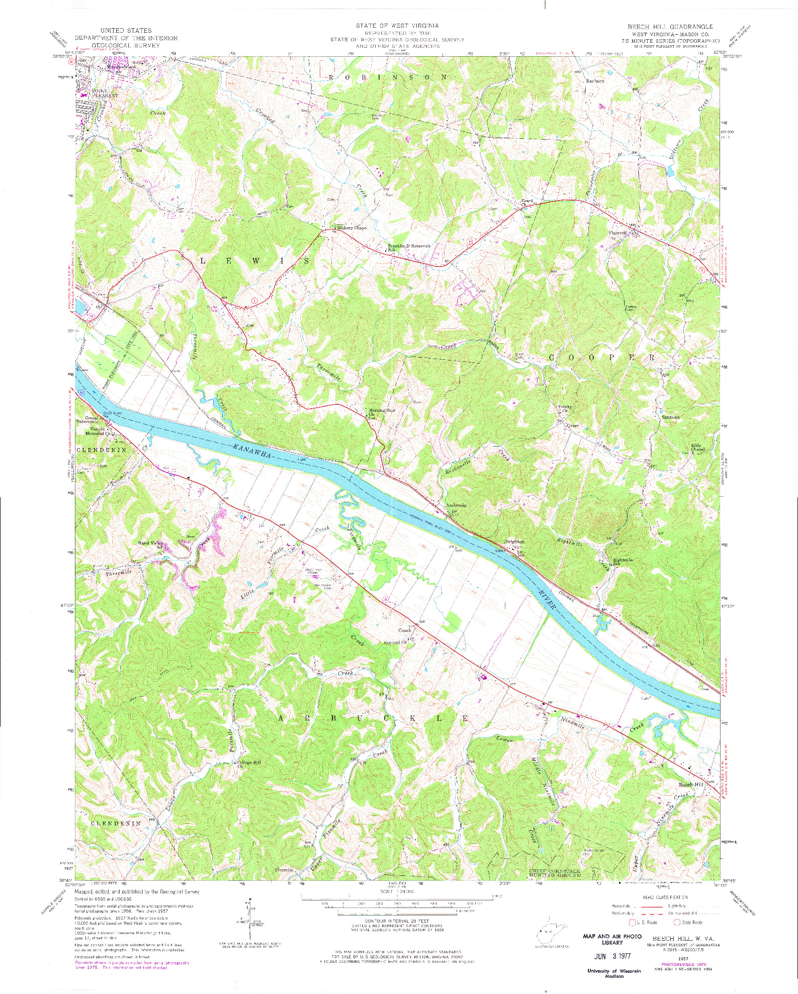 USGS 1:24000-SCALE QUADRANGLE FOR BEECH HILL, WV 1957