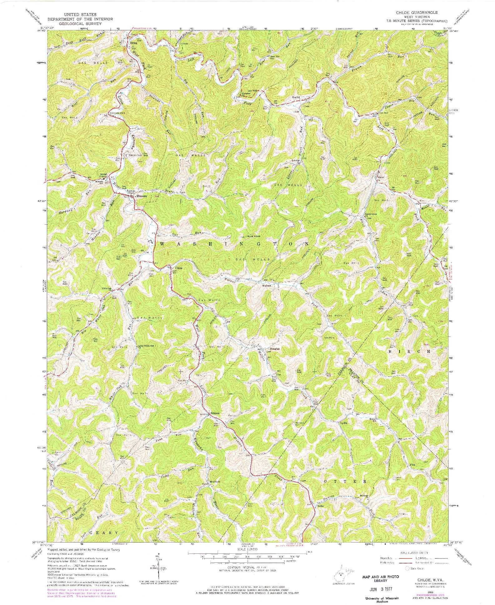 USGS 1:24000-SCALE QUADRANGLE FOR CHLOE, WV 1966