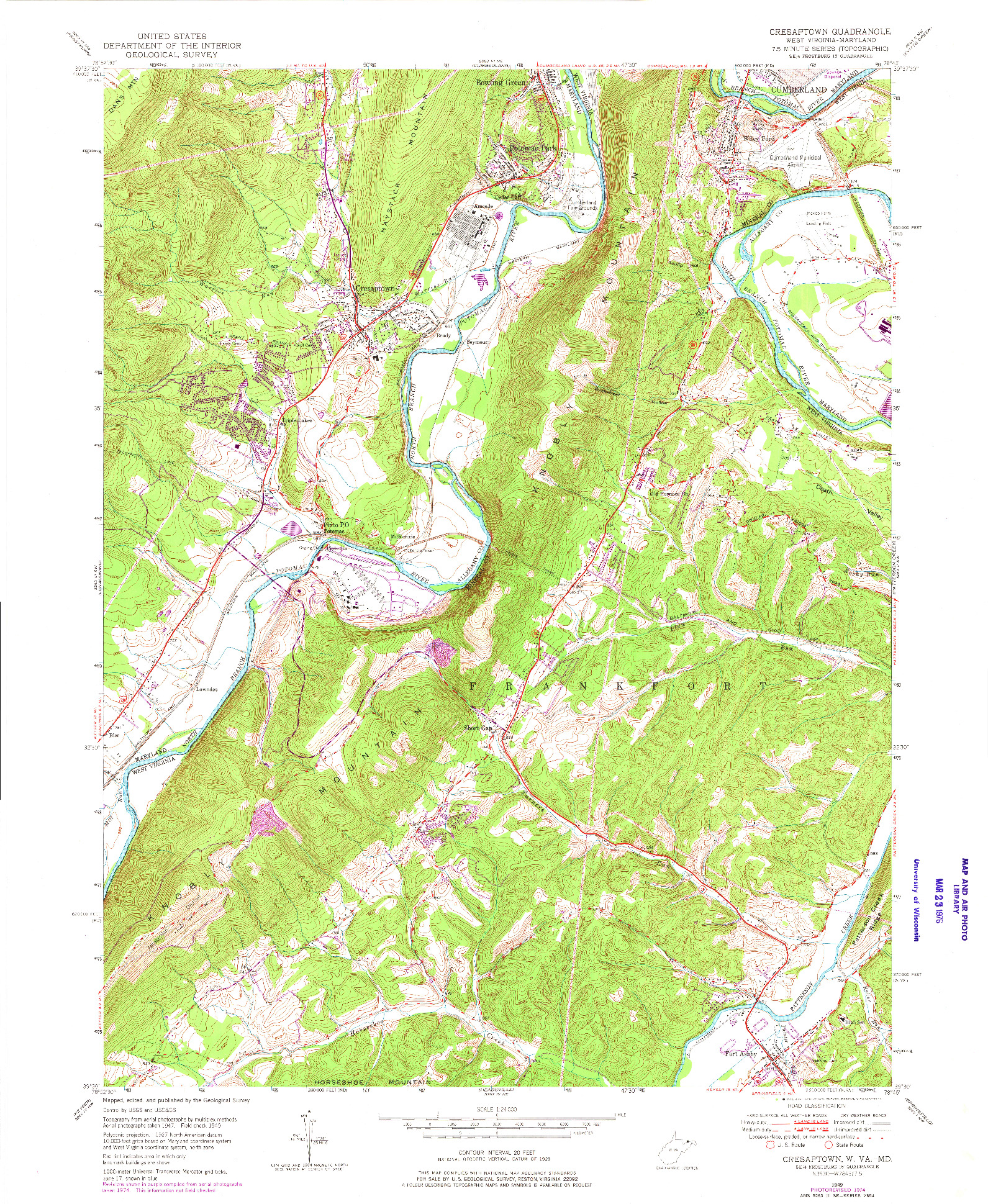 USGS 1:24000-SCALE QUADRANGLE FOR CRESAPTOWN, WV 1949