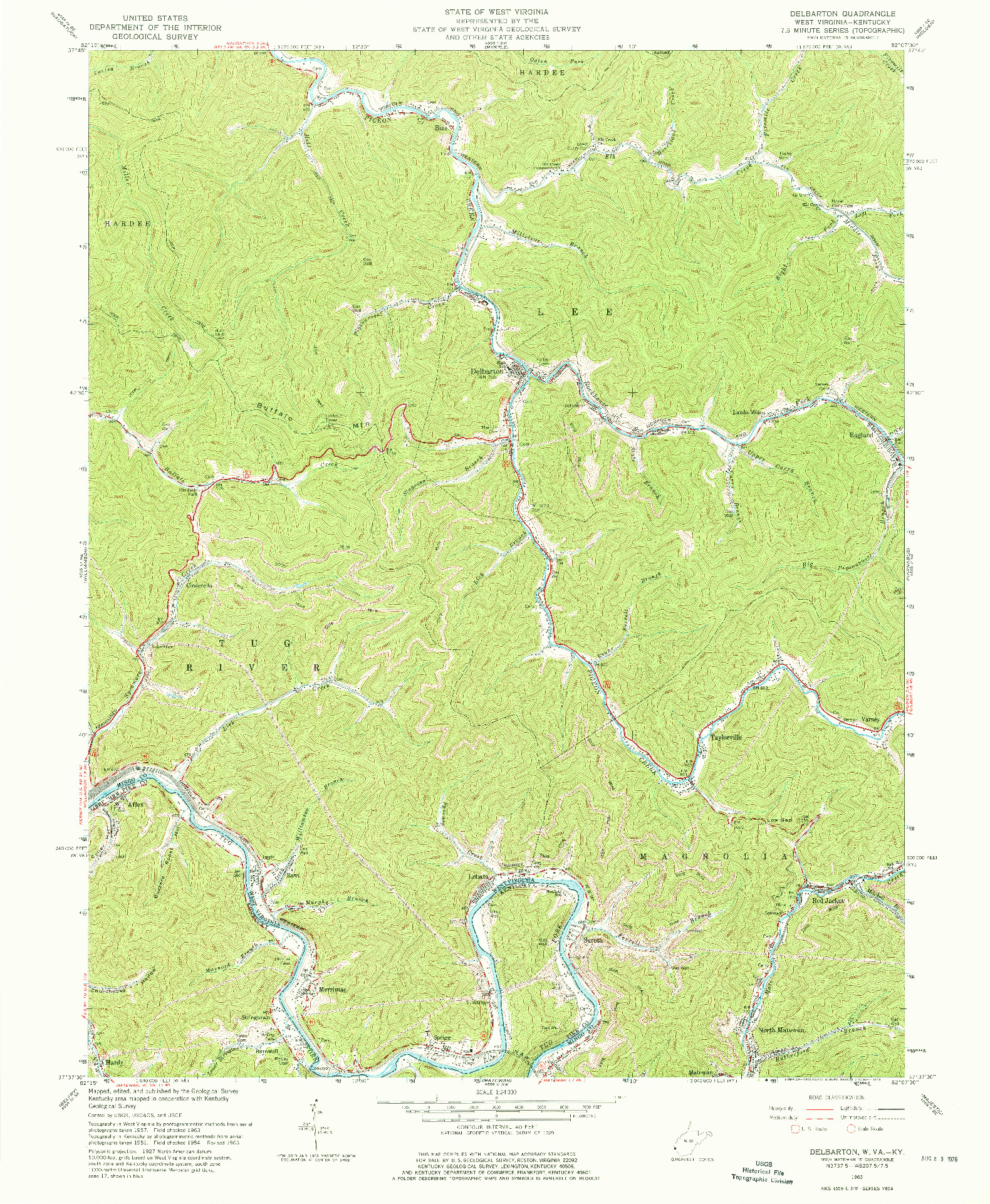 USGS 1:24000-SCALE QUADRANGLE FOR DELBARTON, WV 1963