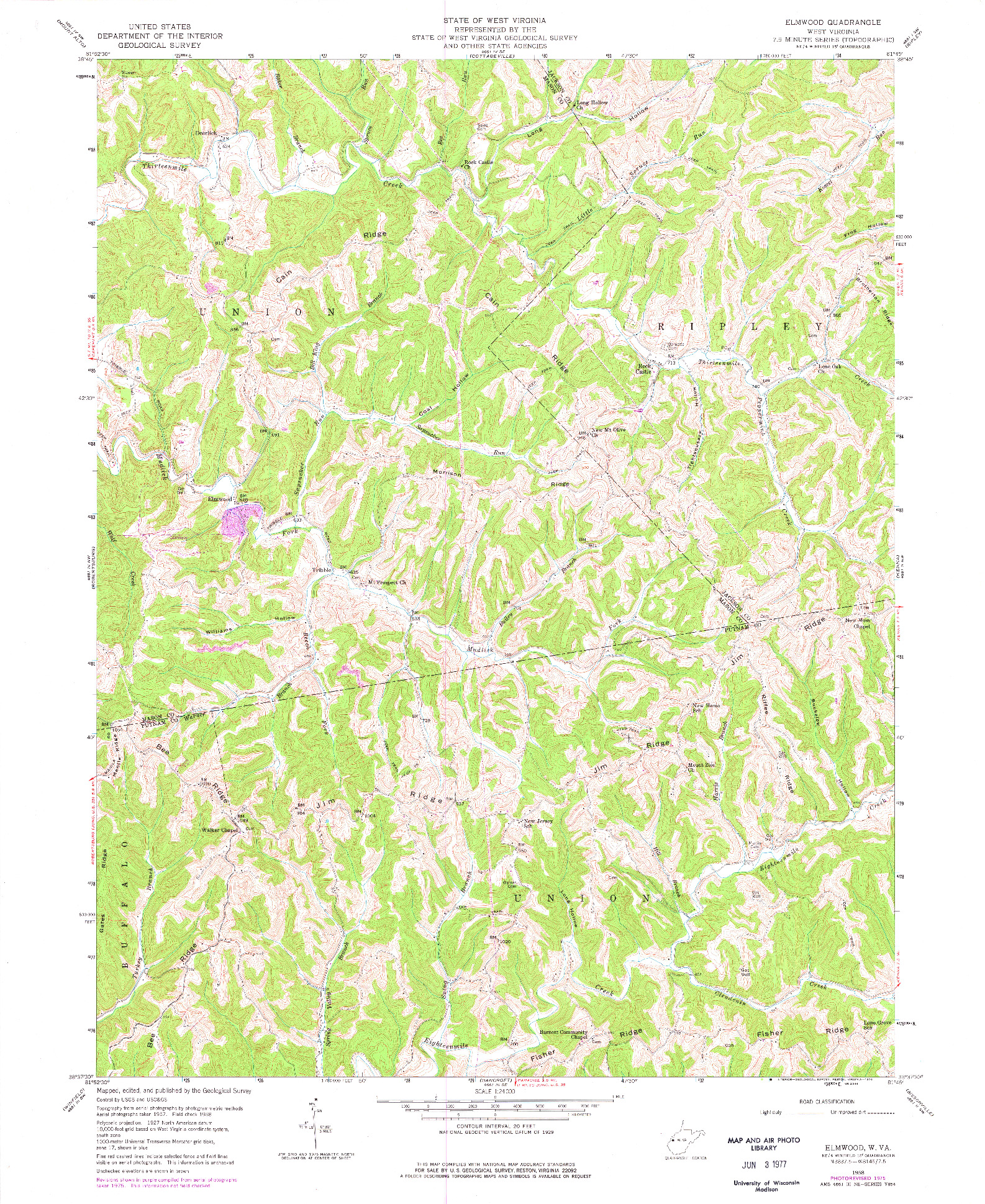 USGS 1:24000-SCALE QUADRANGLE FOR ELMWOOD, WV 1958