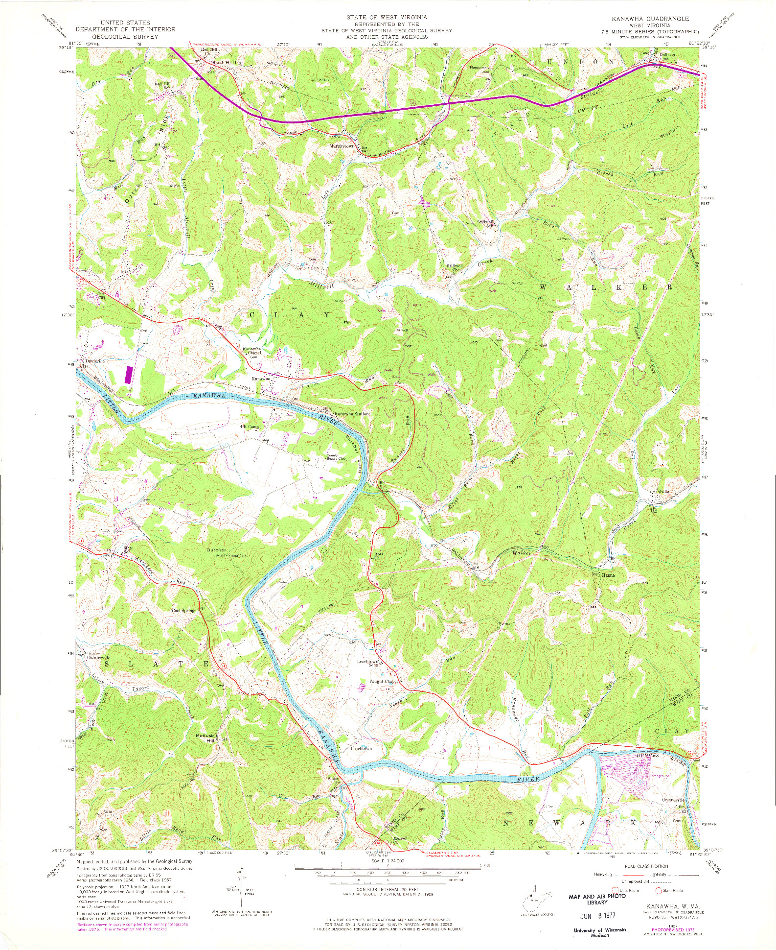 USGS 1:24000-SCALE QUADRANGLE FOR KANAWHA, WV 1957