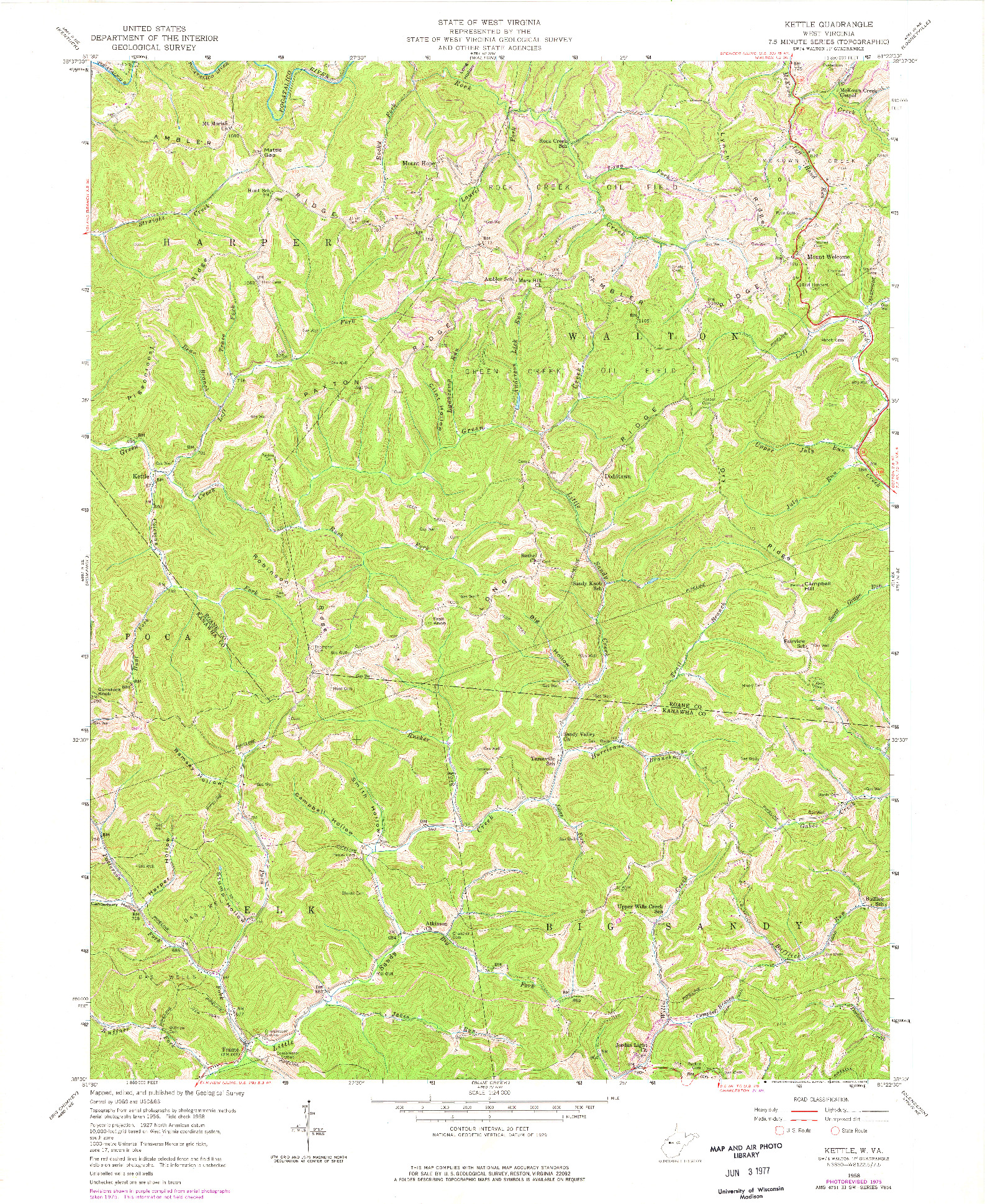 USGS 1:24000-SCALE QUADRANGLE FOR KETTLE, WV 1958