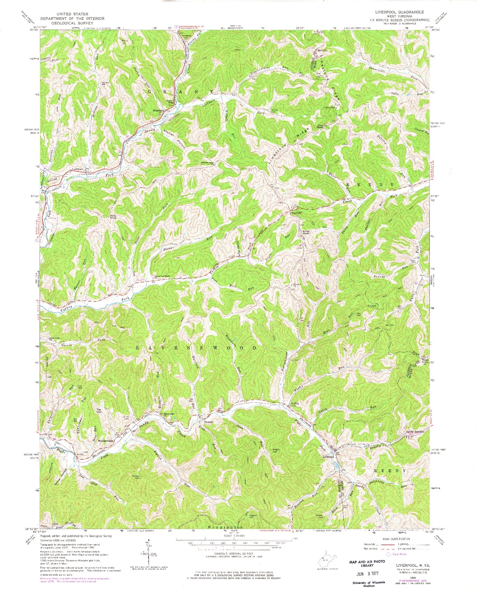 USGS 1:24000-SCALE QUADRANGLE FOR LIVERPOOL, WV 1960