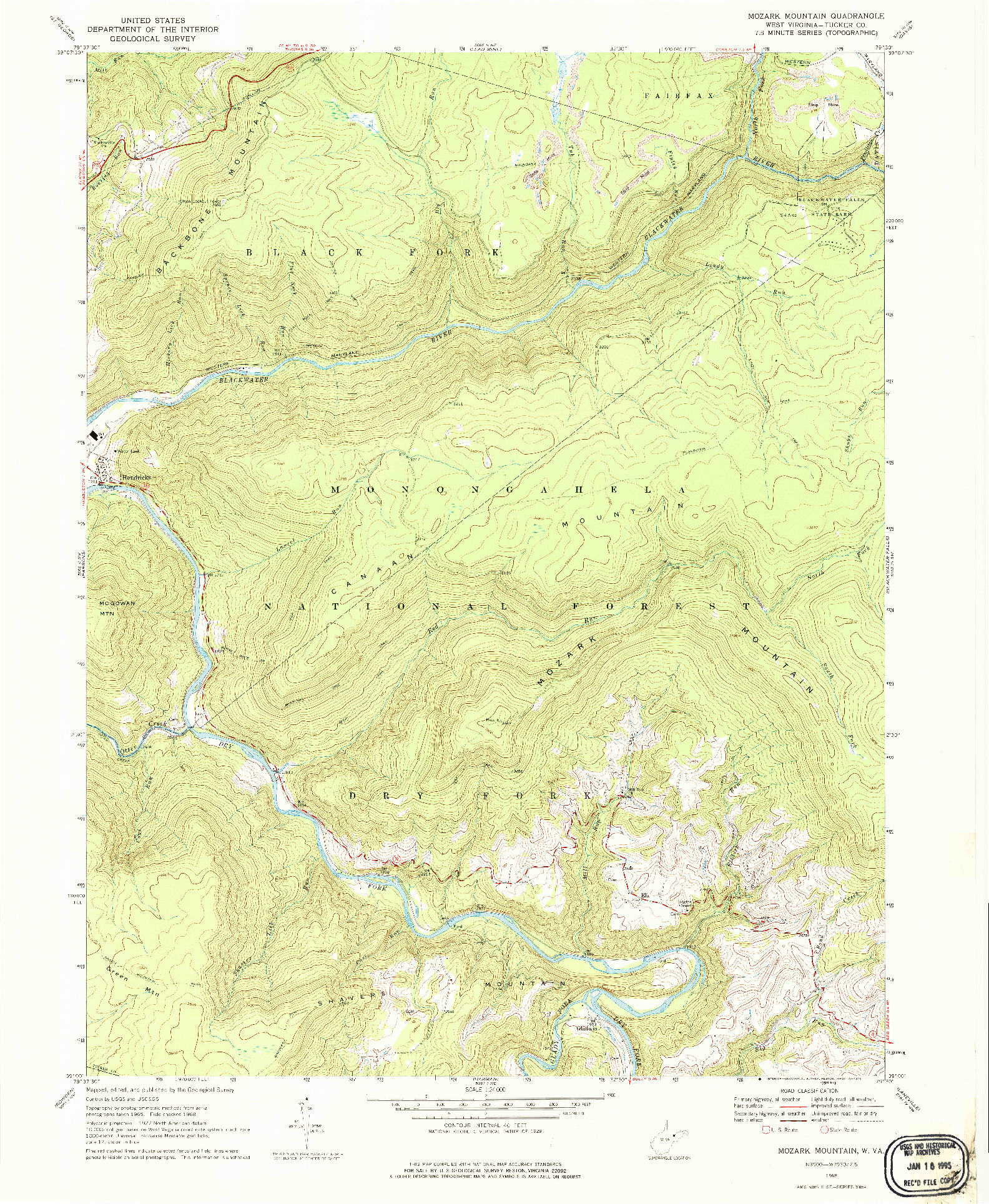 USGS 1:24000-SCALE QUADRANGLE FOR MOZARK MOUNTAIN, WV 1968