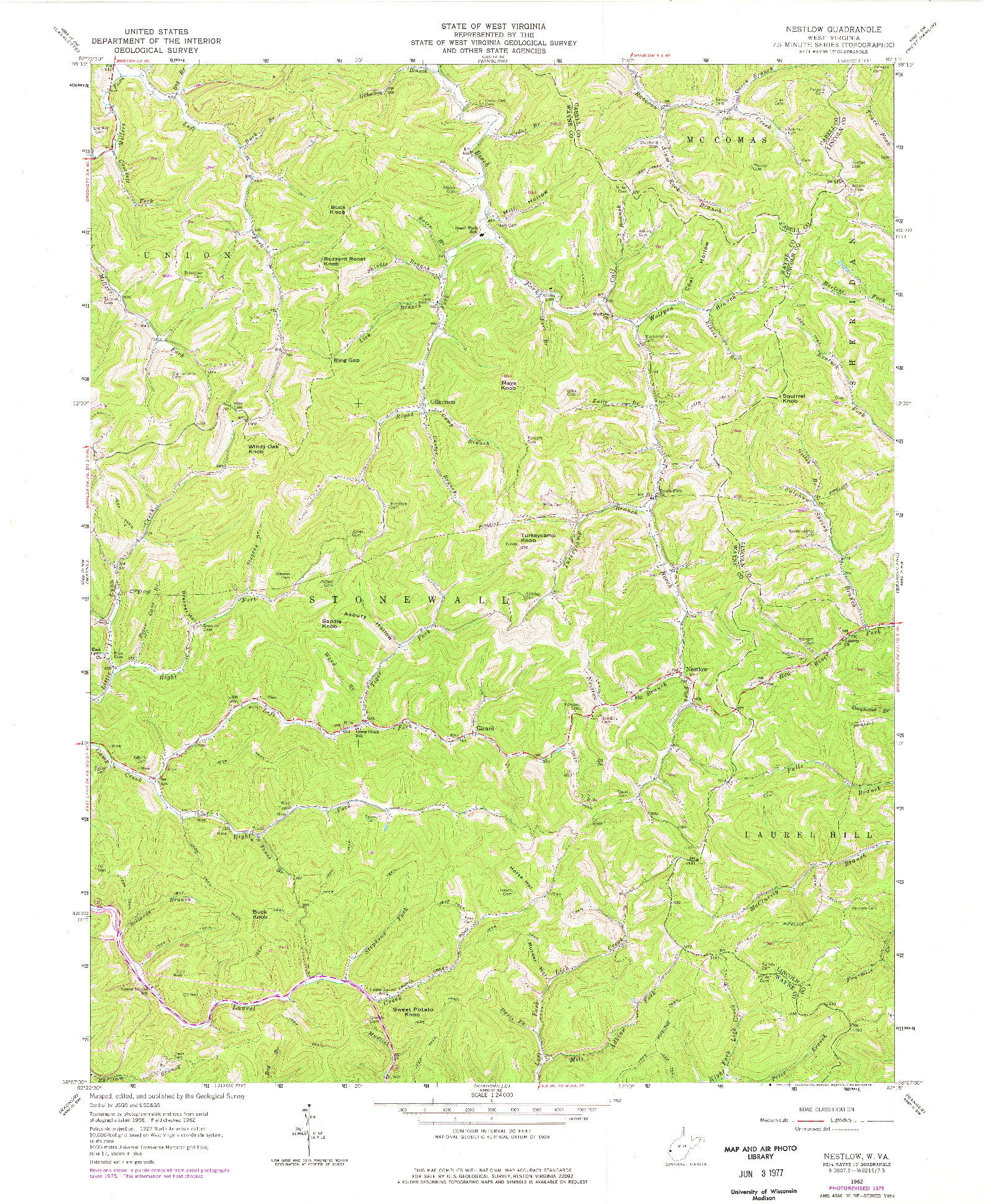 USGS 1:24000-SCALE QUADRANGLE FOR NESTLOW, WV 1962