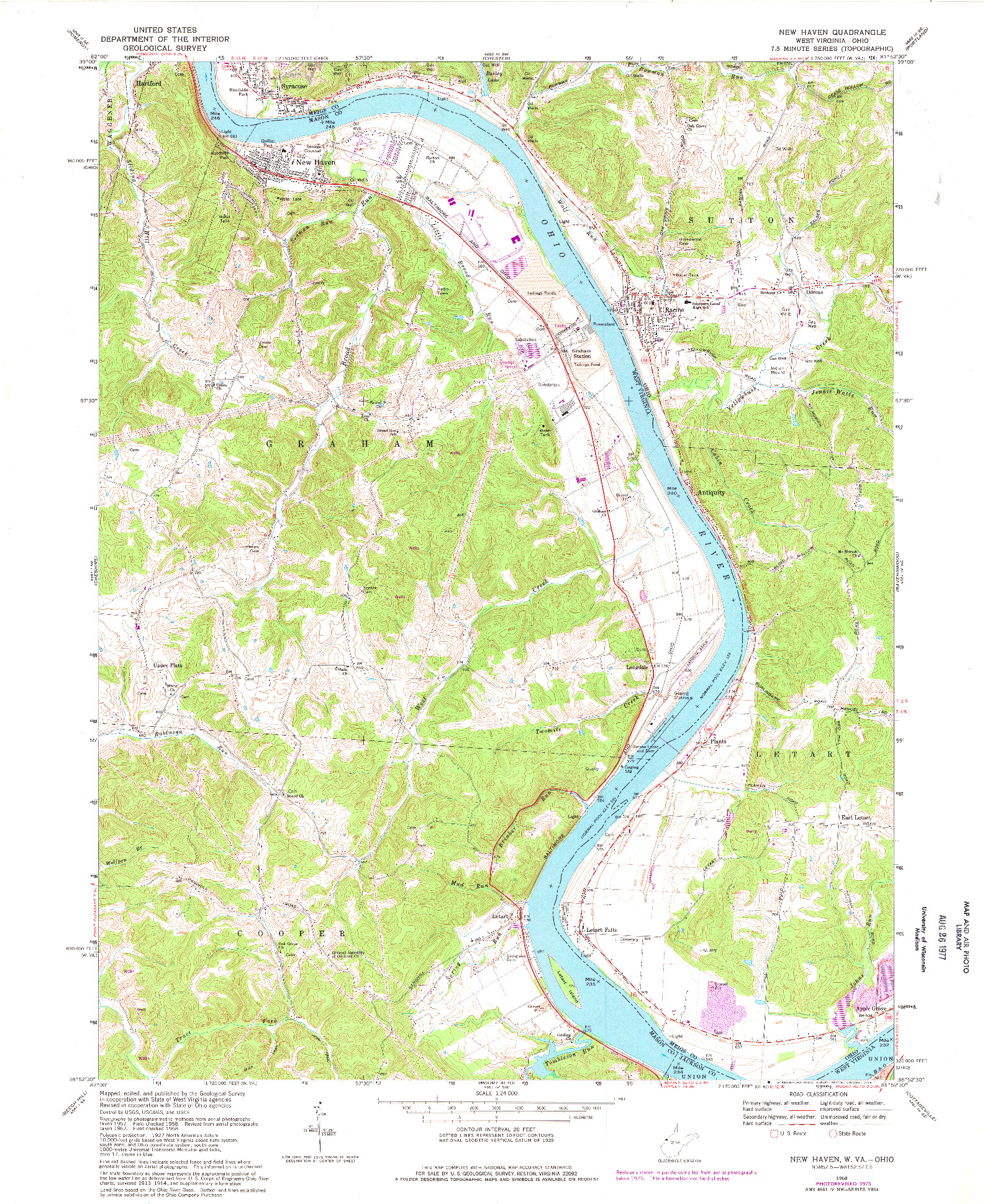 USGS 1:24000-SCALE QUADRANGLE FOR NEW HAVEN, WV 1968
