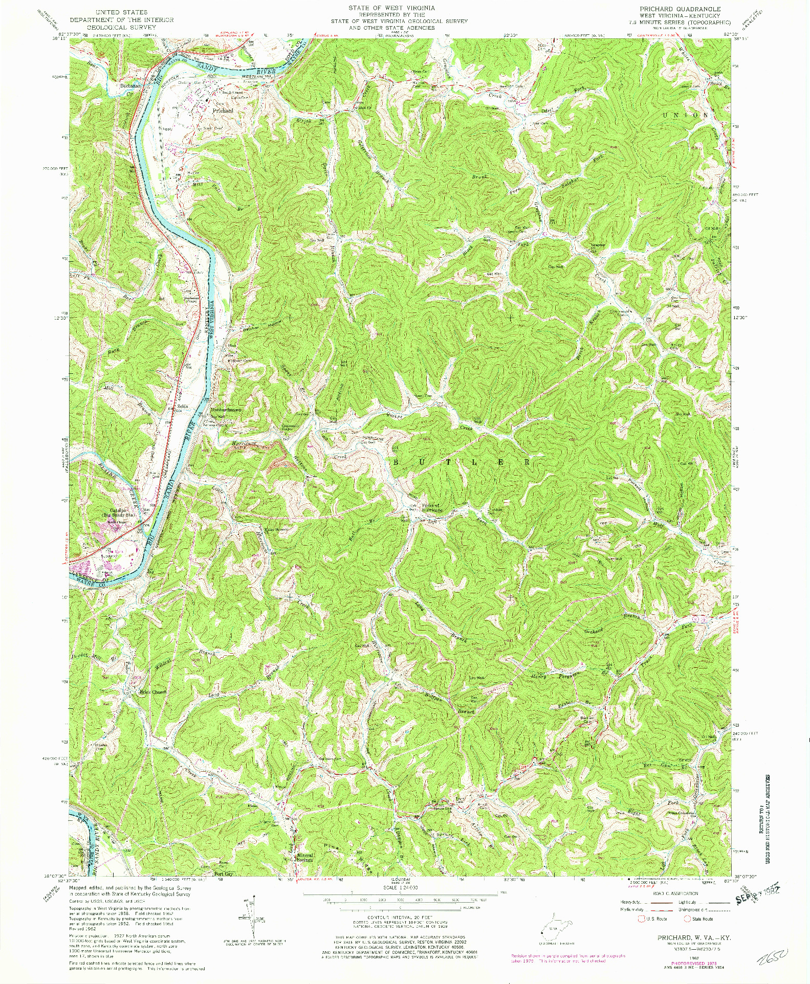 USGS 1:24000-SCALE QUADRANGLE FOR PRICHARD, WV 1962