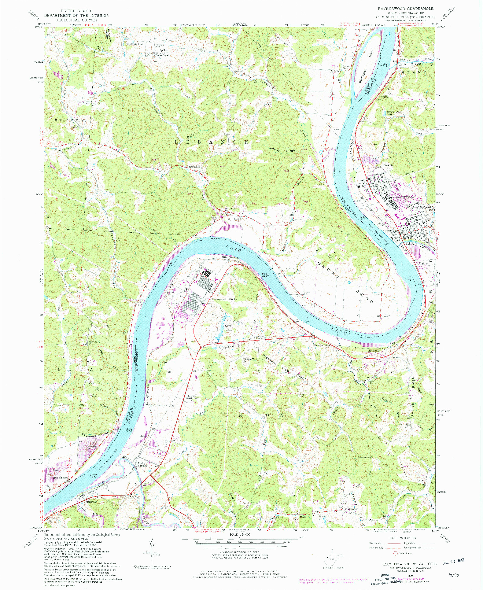 USGS 1:24000-SCALE QUADRANGLE FOR RAVENSWOOD, WV 1960