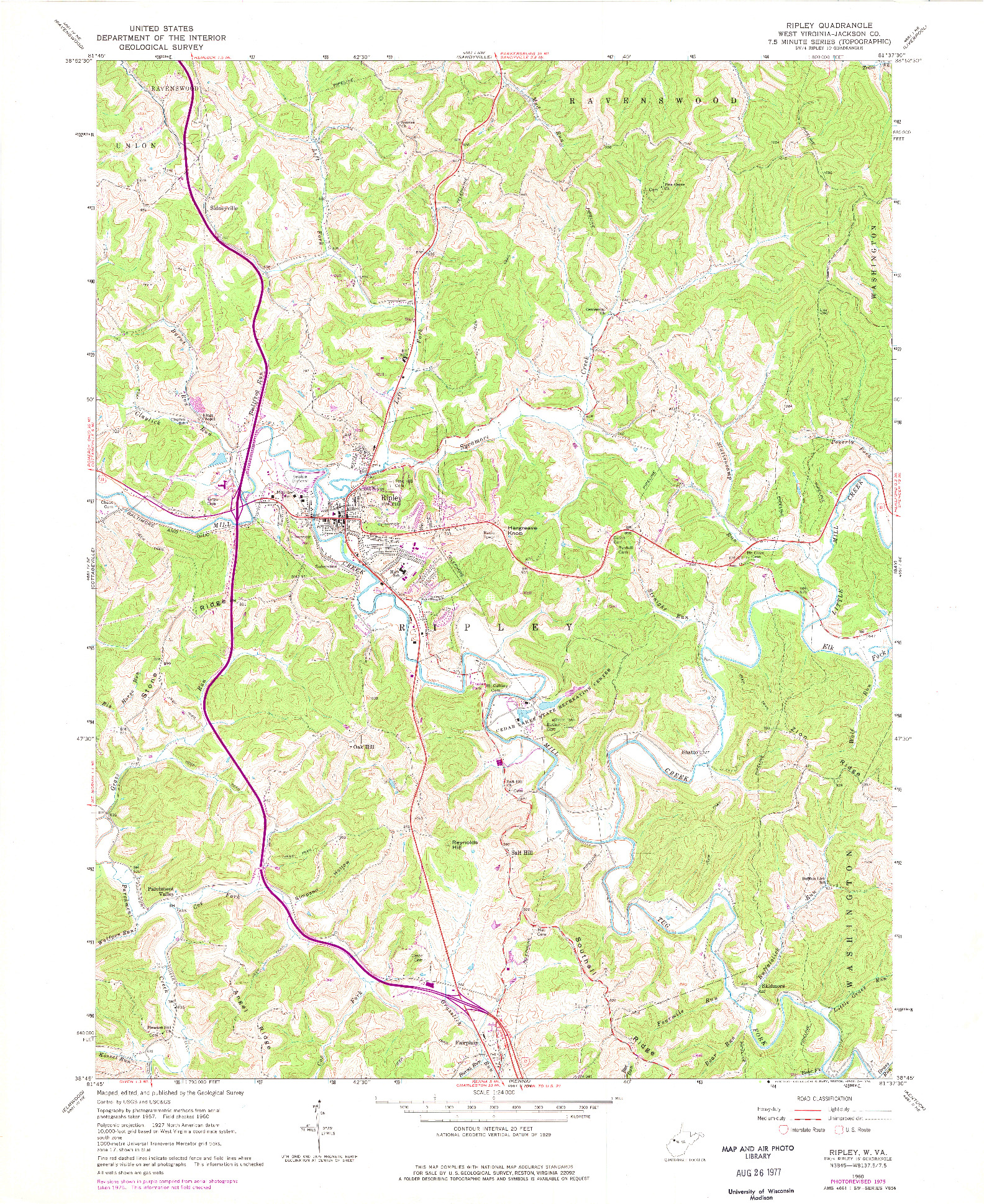 USGS 1:24000-SCALE QUADRANGLE FOR RIPLEY, WV 1960