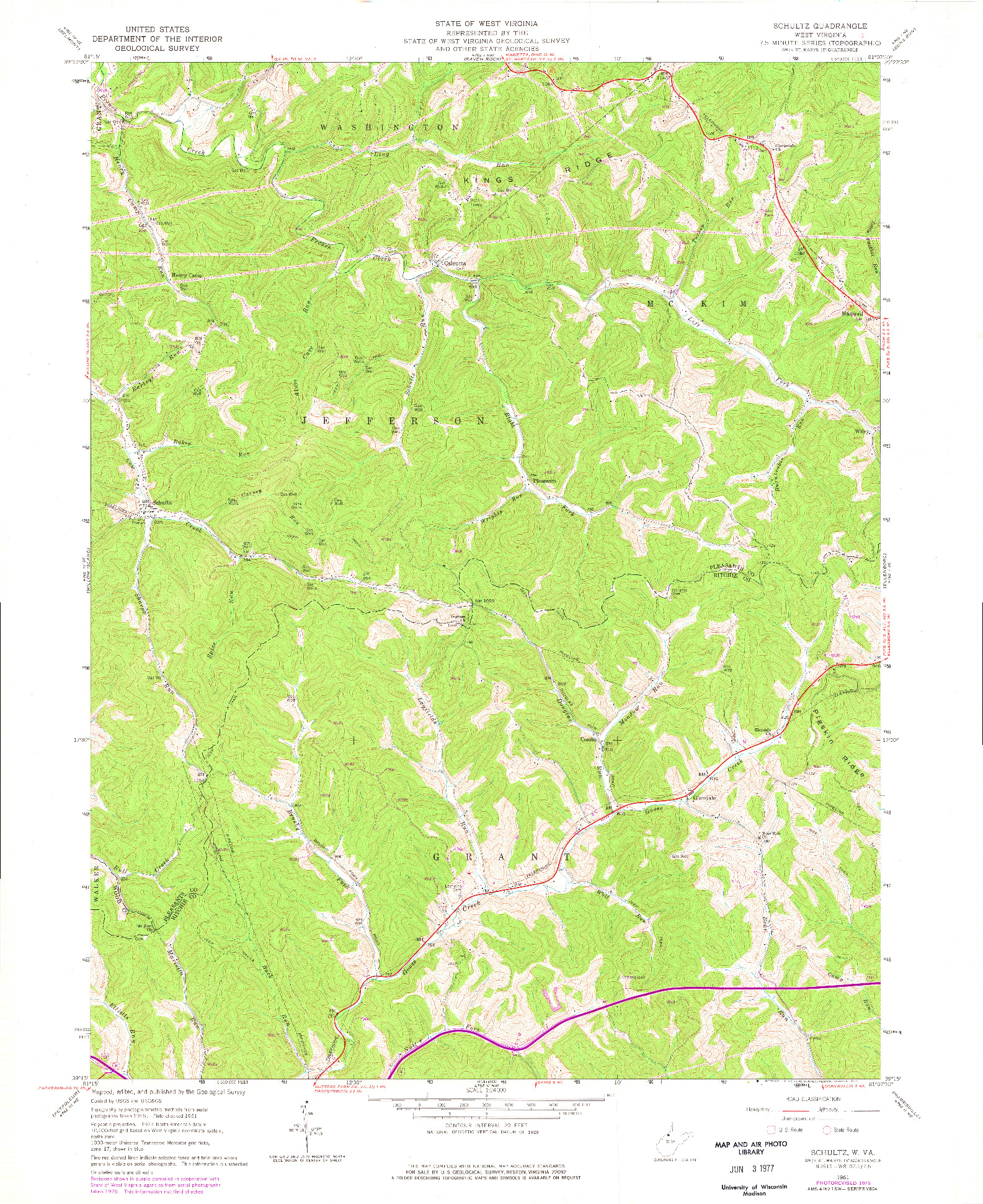 USGS 1:24000-SCALE QUADRANGLE FOR SCHULTZ, WV 1961