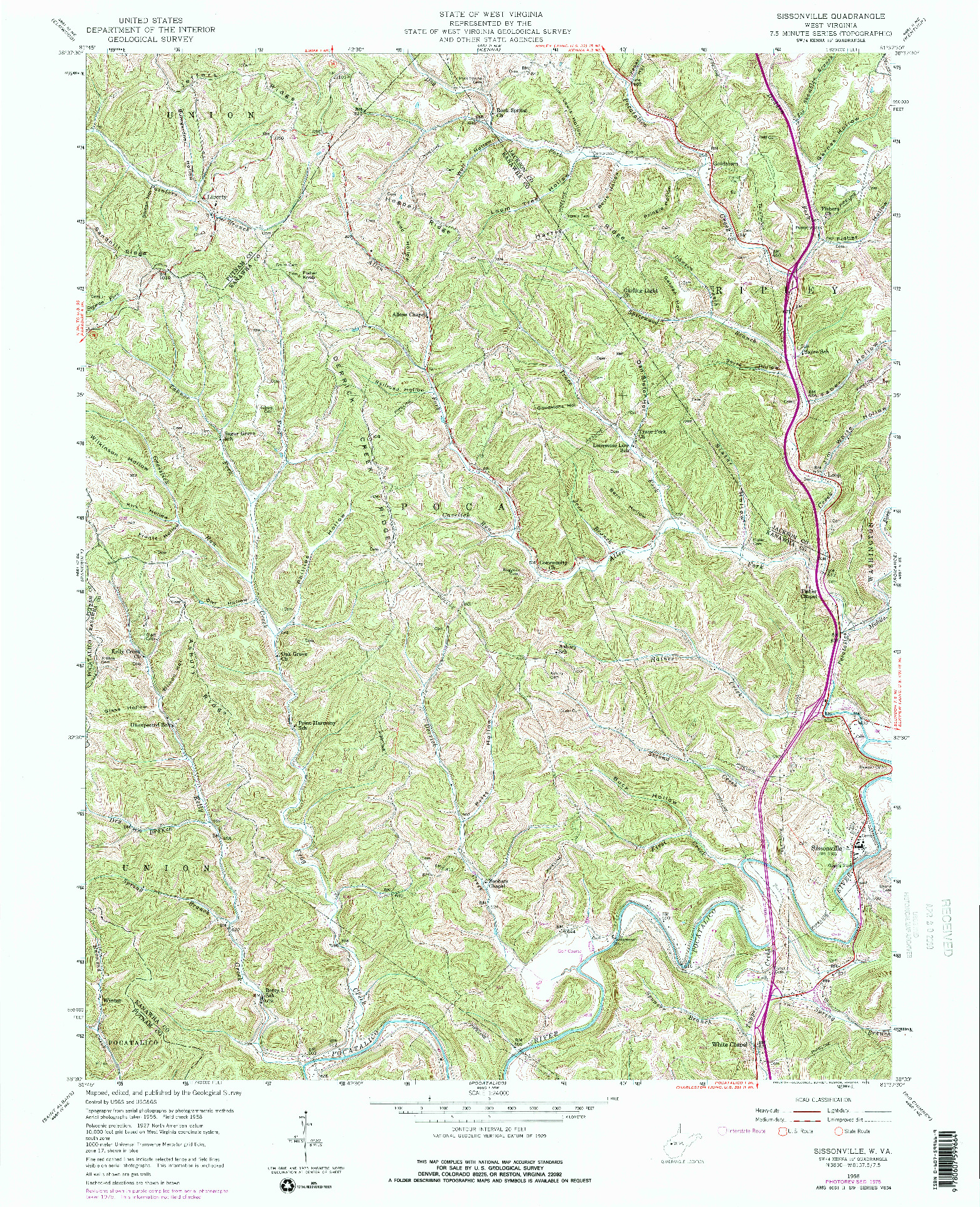USGS 1:24000-SCALE QUADRANGLE FOR SISSONVILLE, WV 1958