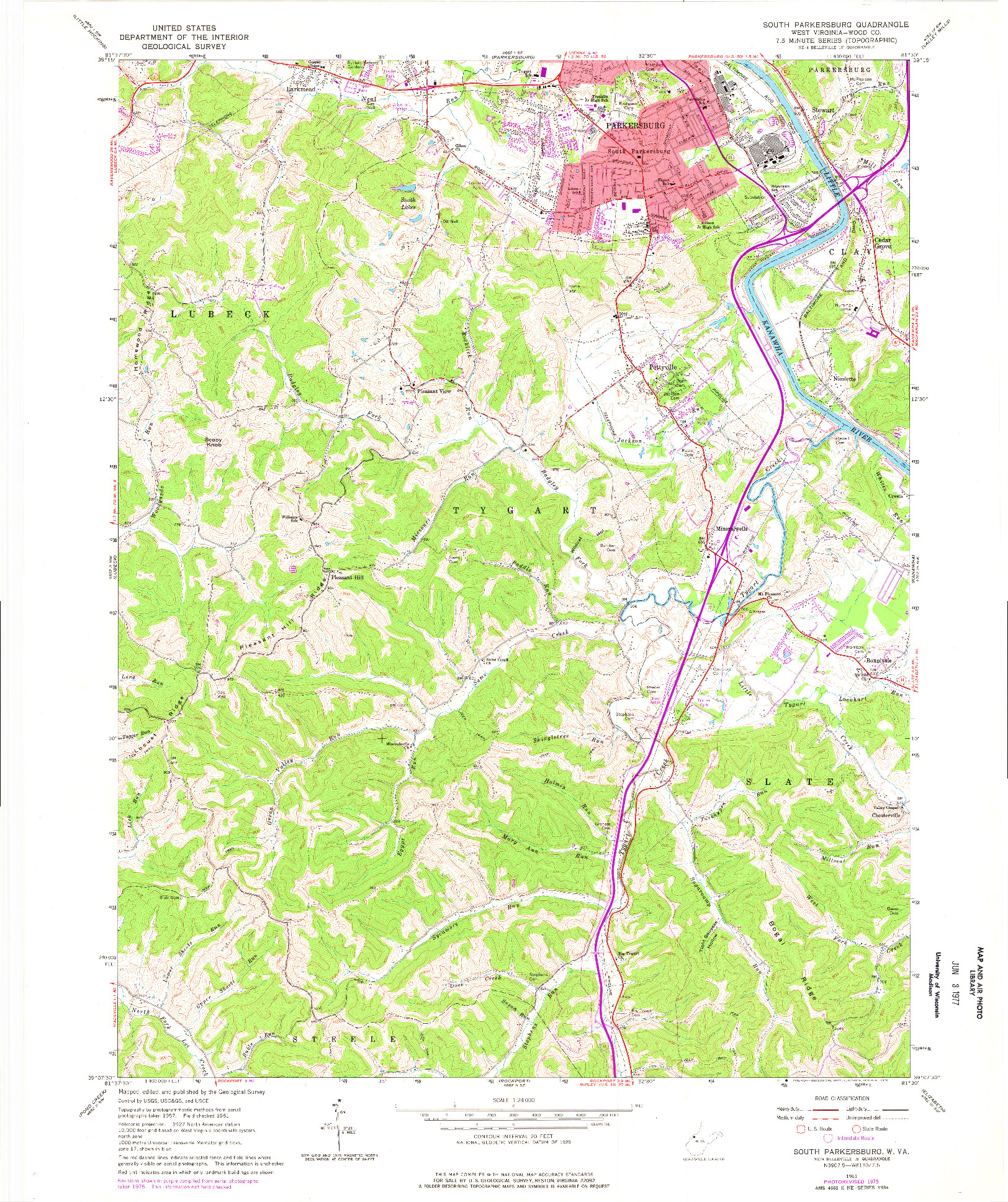 USGS 1:24000-SCALE QUADRANGLE FOR SOUTH PARKERSBURG, WV 1961