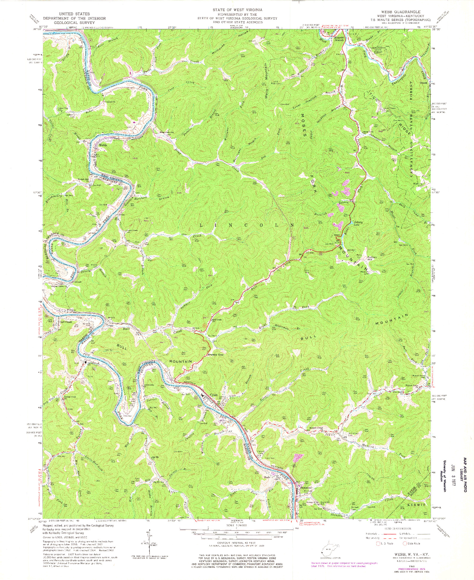 USGS 1:24000-SCALE QUADRANGLE FOR WEBB, WV 1963