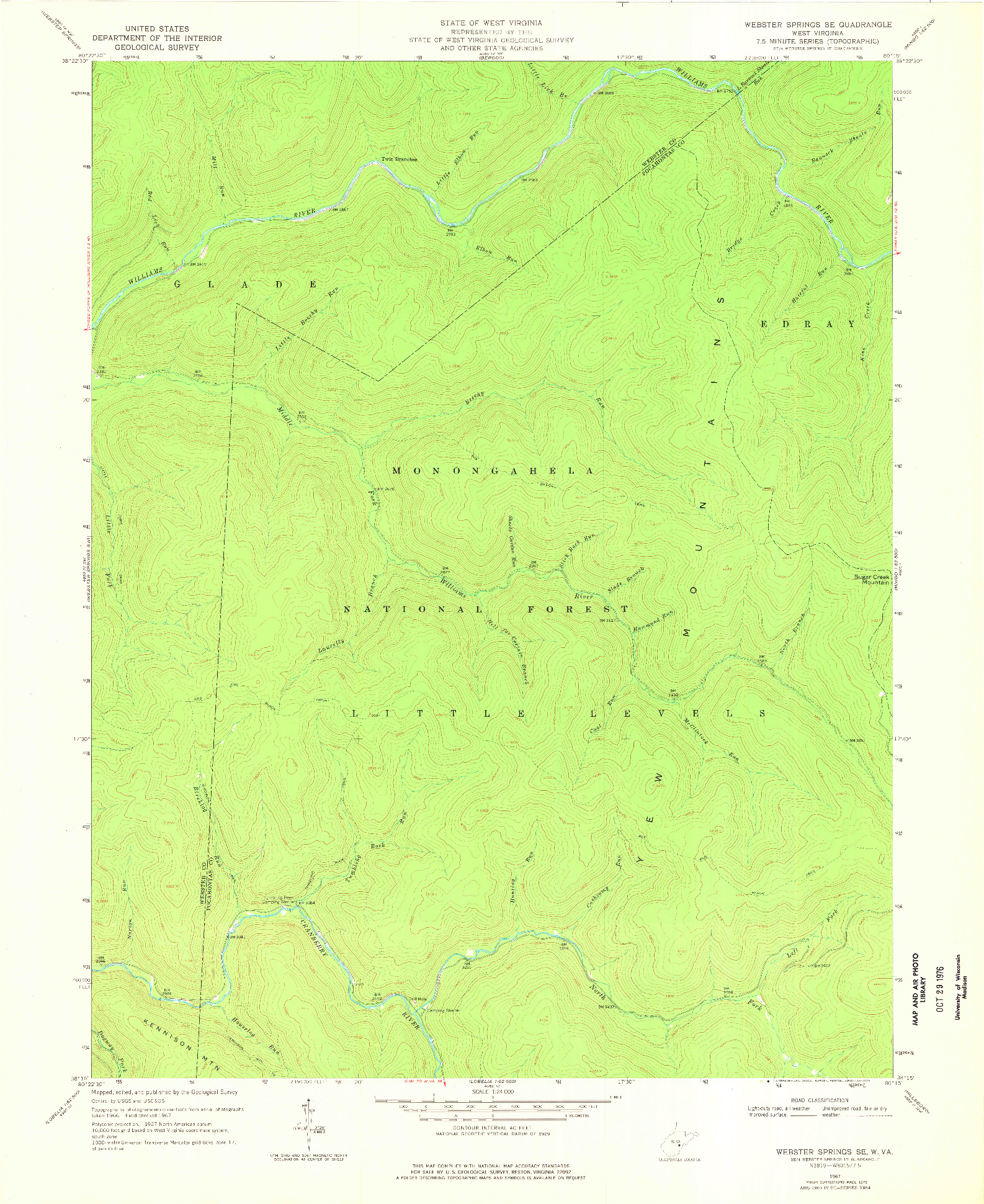 USGS 1:24000-SCALE QUADRANGLE FOR WEBSTER SPRINGS SE, WV 1967