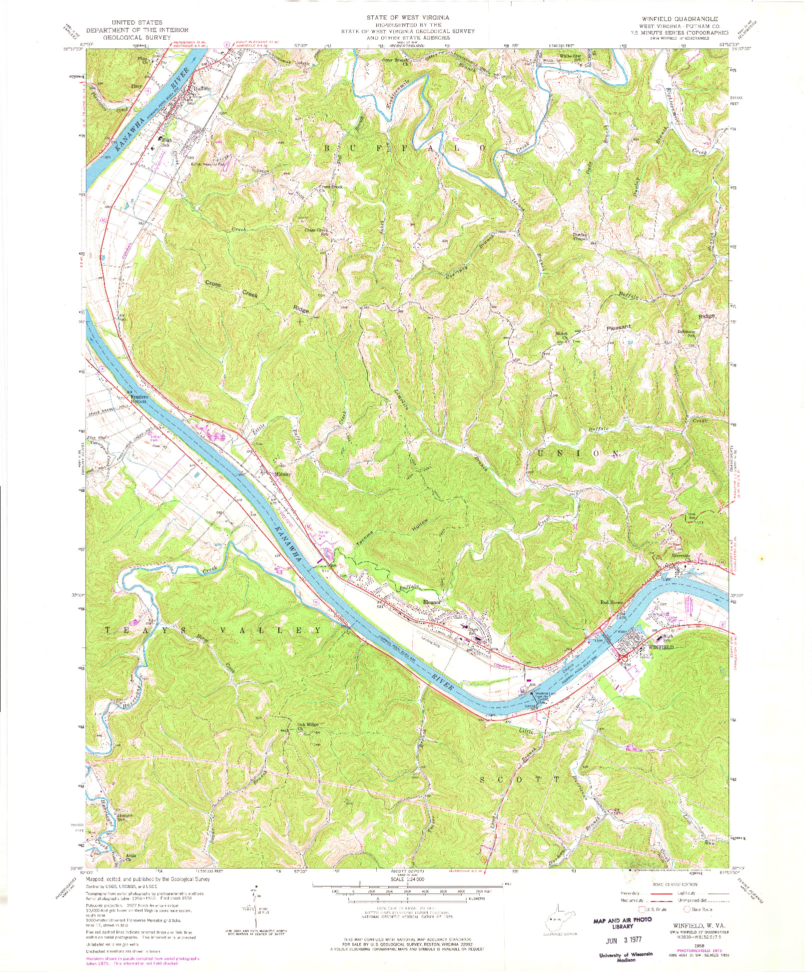 USGS 1:24000-SCALE QUADRANGLE FOR WINFIELD, WV 1958