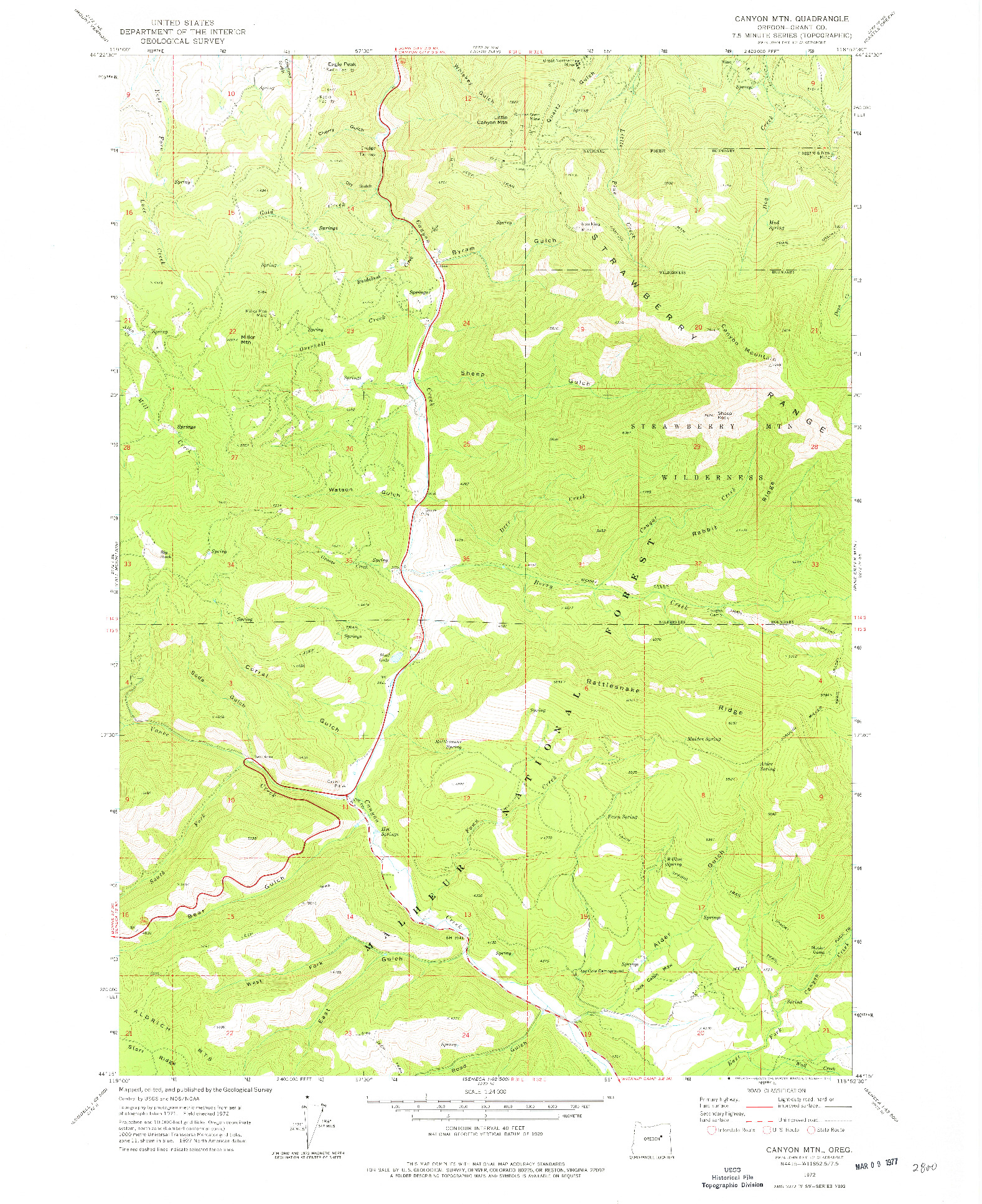 USGS 1:24000-SCALE QUADRANGLE FOR CANYON MTN, OR 1972