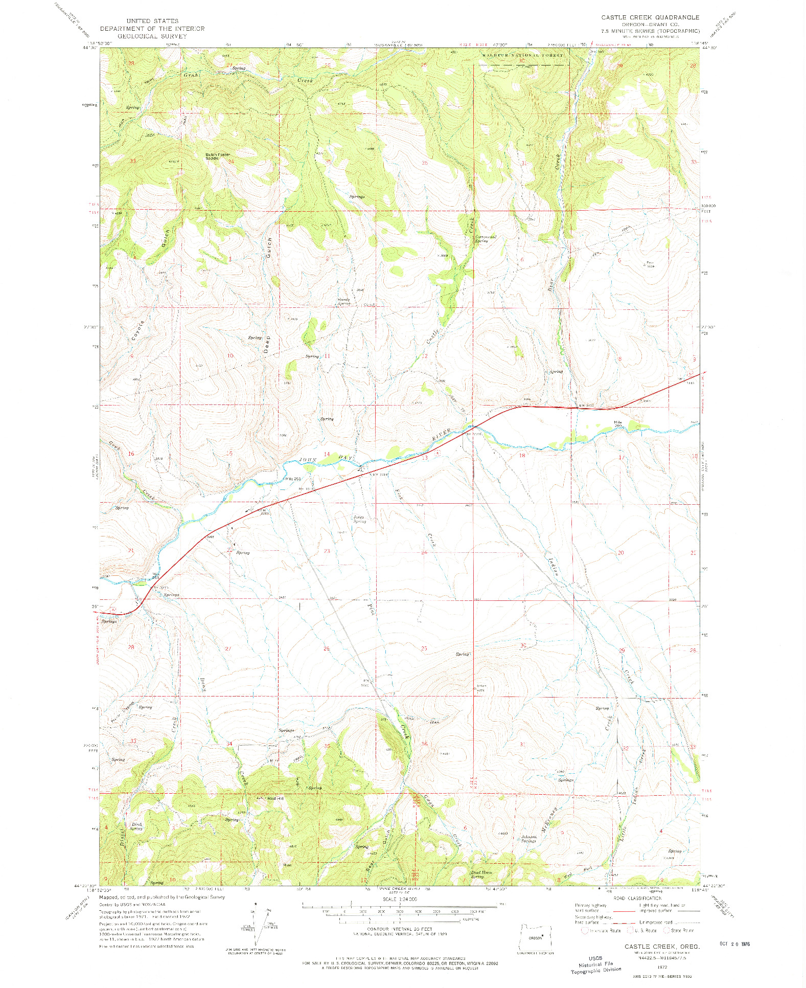 USGS 1:24000-SCALE QUADRANGLE FOR CASTLE CREEK, OR 1972