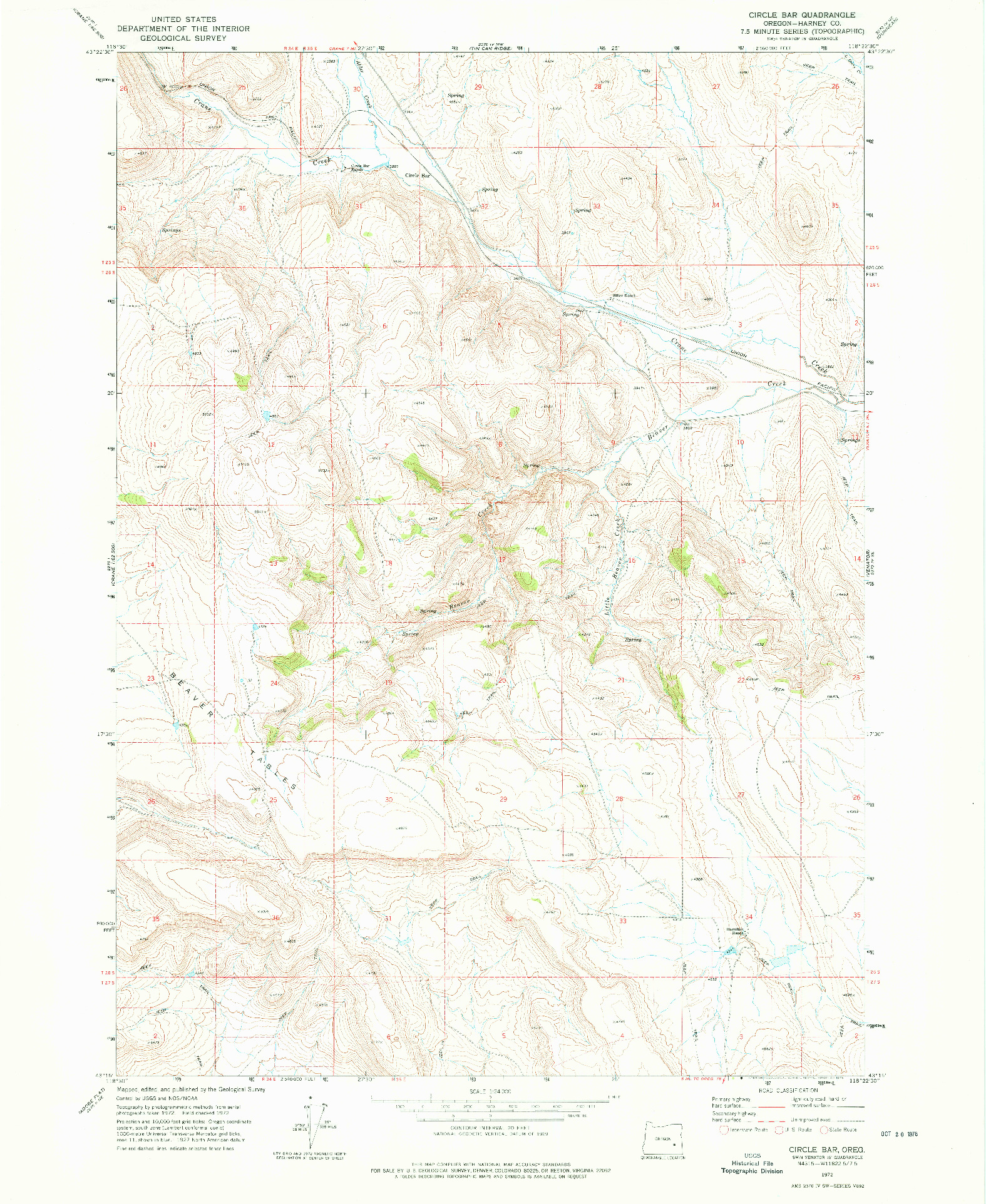 USGS 1:24000-SCALE QUADRANGLE FOR CIRCLE BAR, OR 1972