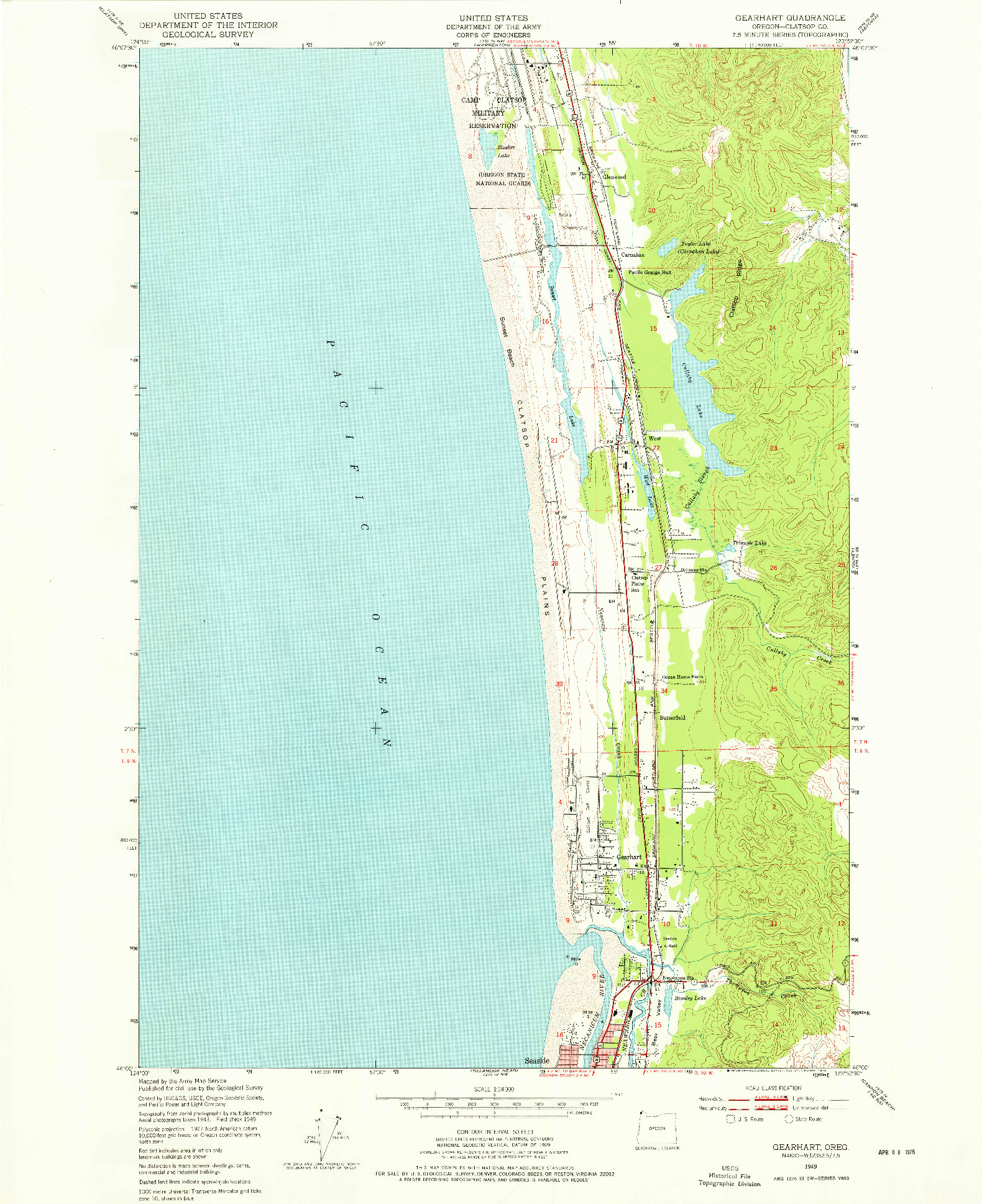 USGS 1:24000-SCALE QUADRANGLE FOR GEARHART, OR 1949