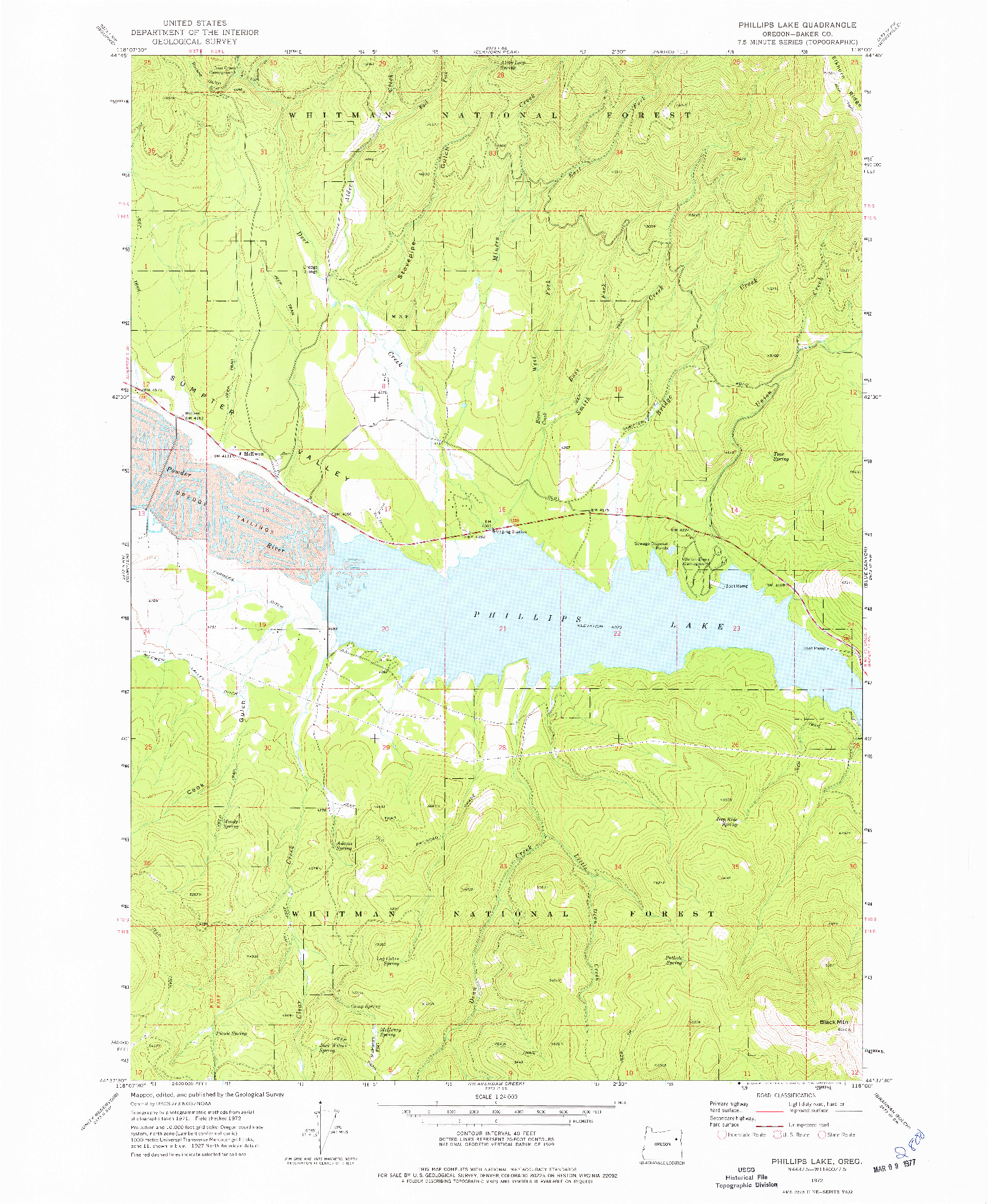 USGS 1:24000-SCALE QUADRANGLE FOR PHILLIPS LAKE, OR 1972