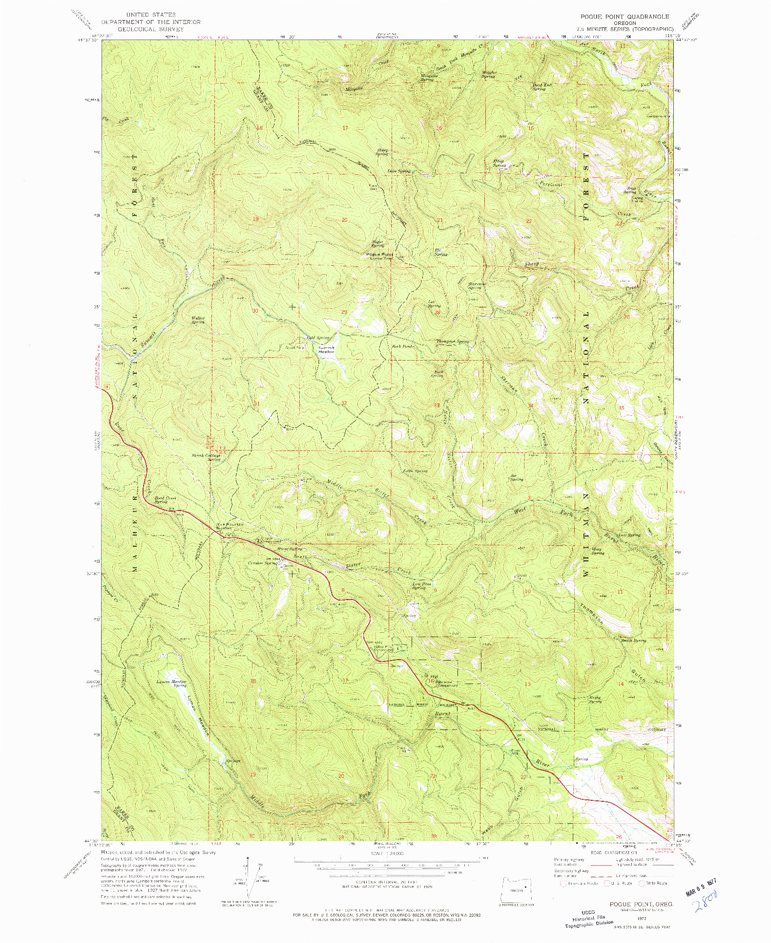 USGS 1:24000-SCALE QUADRANGLE FOR POGUE POINT, OR 1972