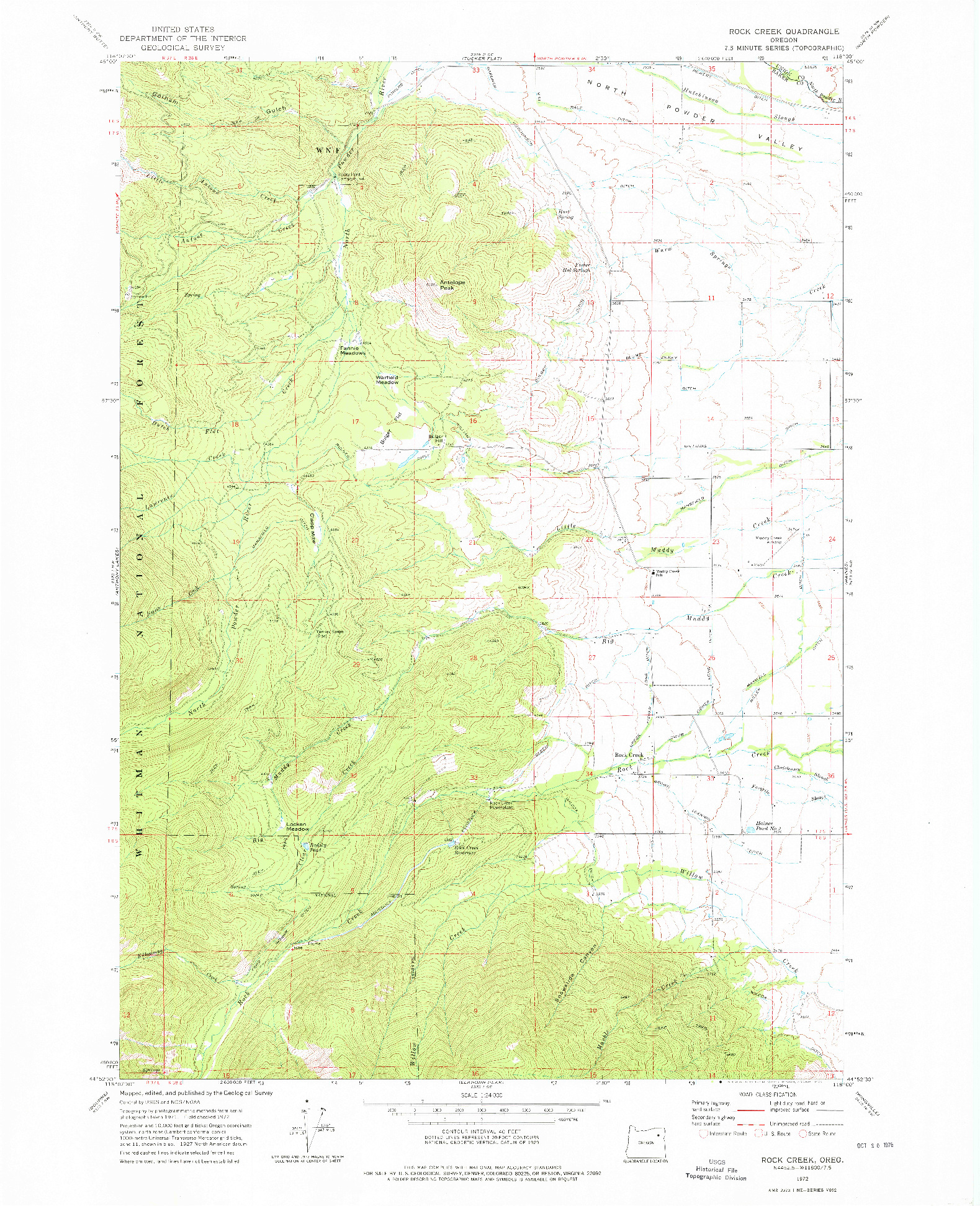 USGS 1:24000-SCALE QUADRANGLE FOR ROCK CREEK, OR 1972