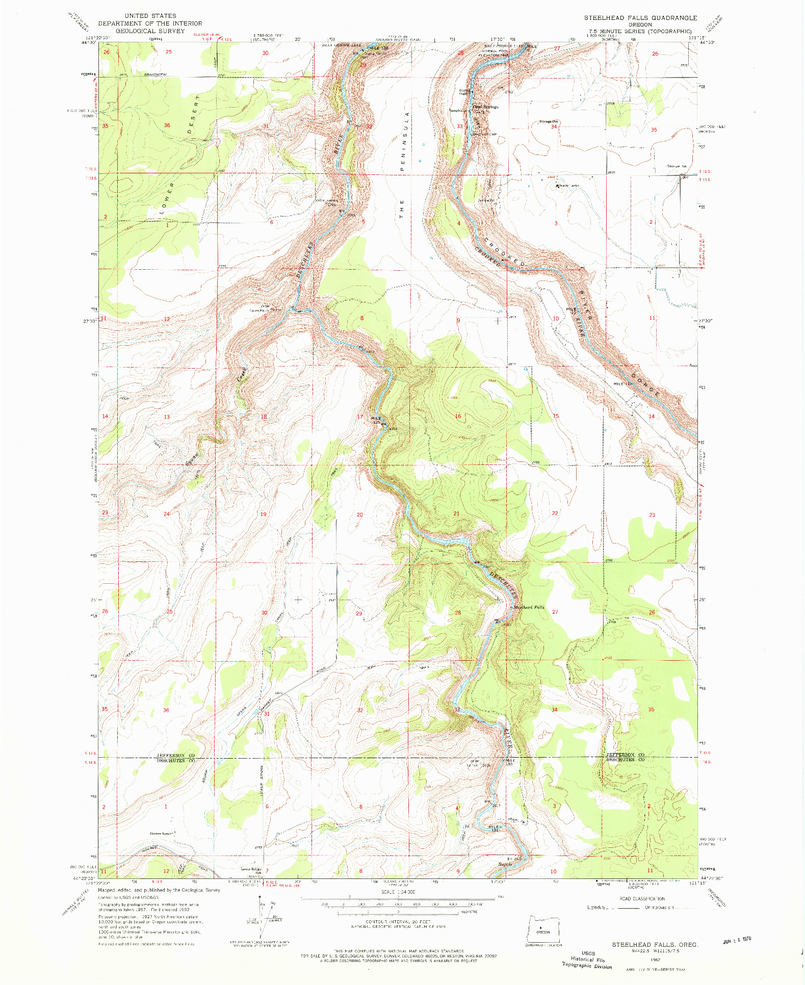 USGS 1:24000-SCALE QUADRANGLE FOR STEELHEAD FALLS, OR 1962